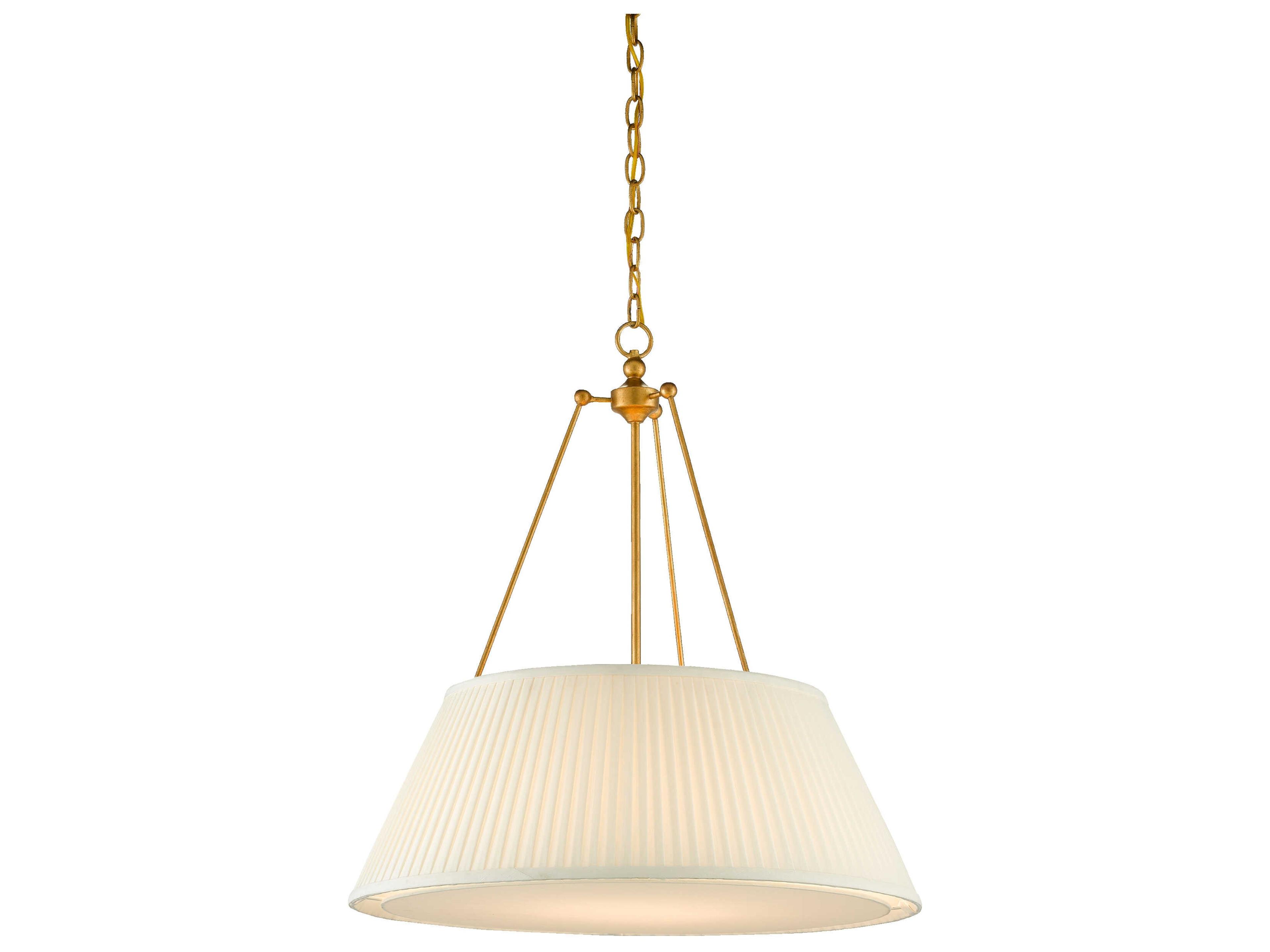 Currey & Company Lytham 1-Light Antique Gold Leaf White LED Pendant