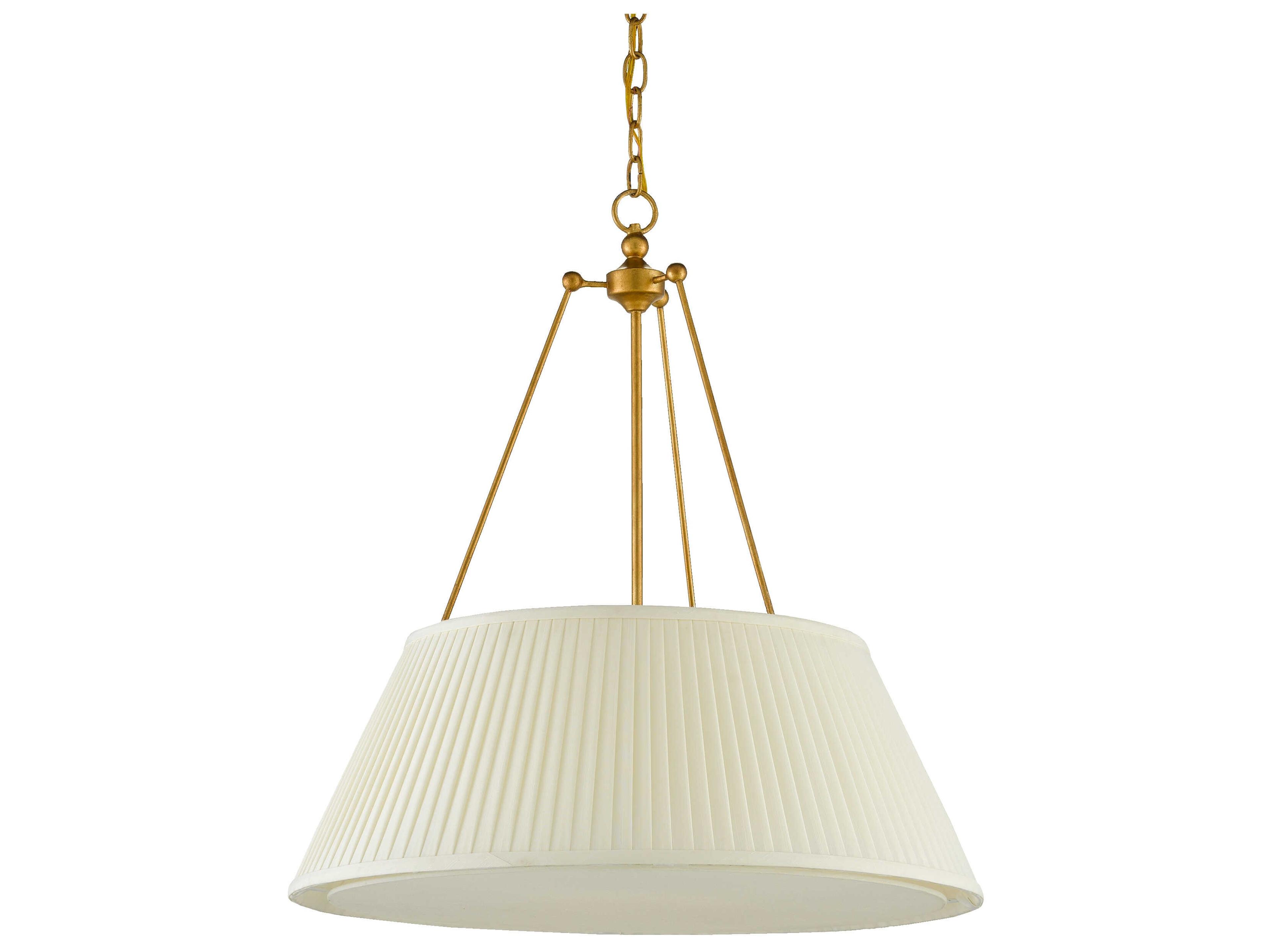 Currey & Company Lytham 1-Light Antique Gold Leaf White LED Pendant