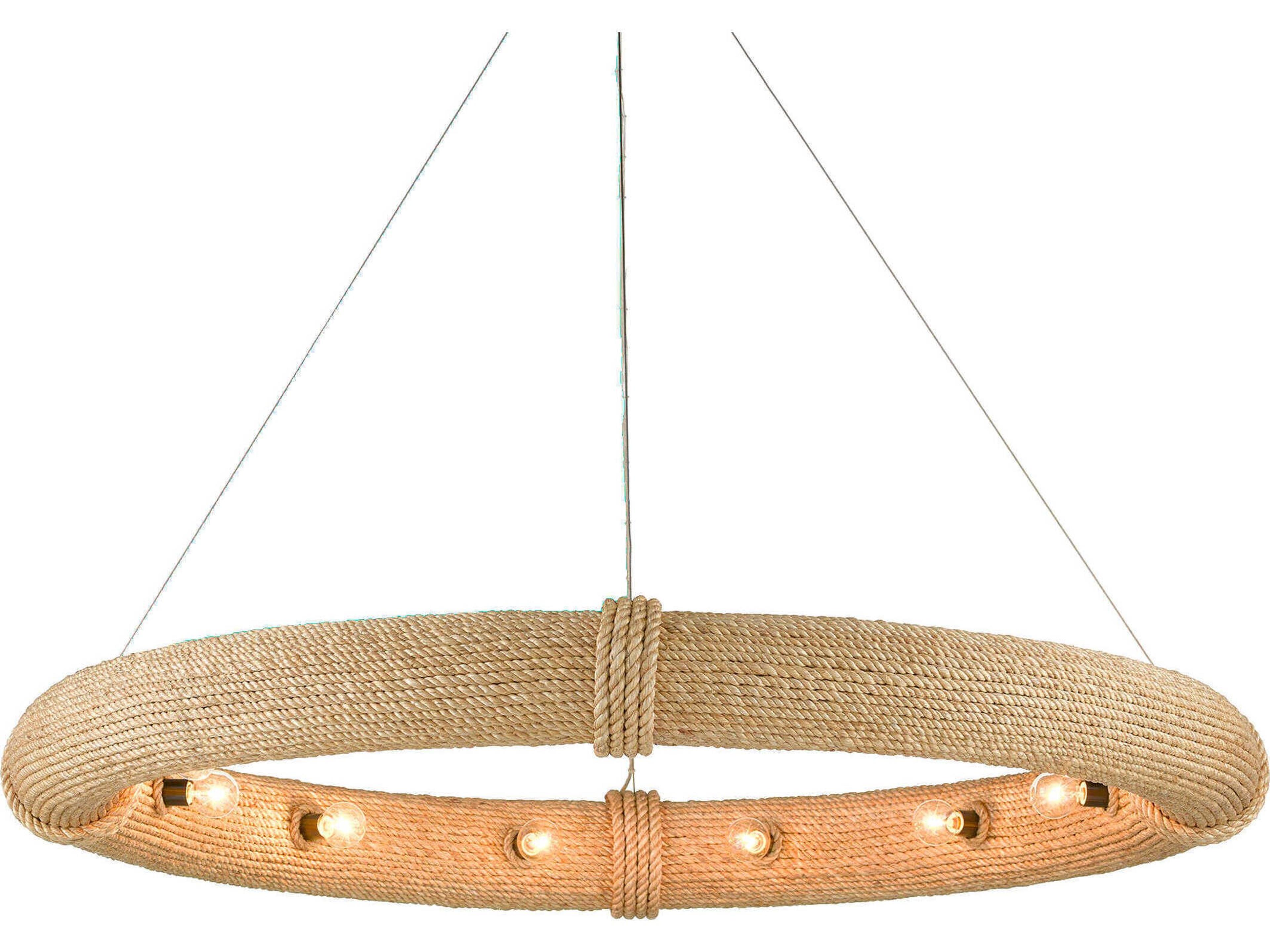 Currey & Company Portmeirion 12-Light Satin Black Abaca Rope Pendant