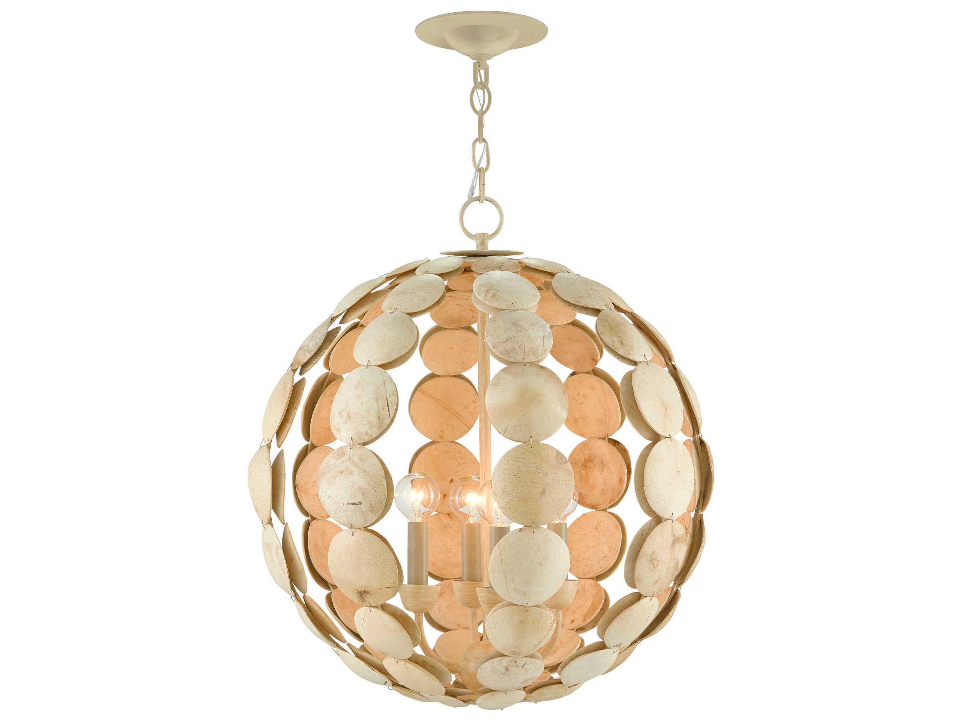 Currey & Company Tartufo 4-Light Coco Cream Brown Chandelier