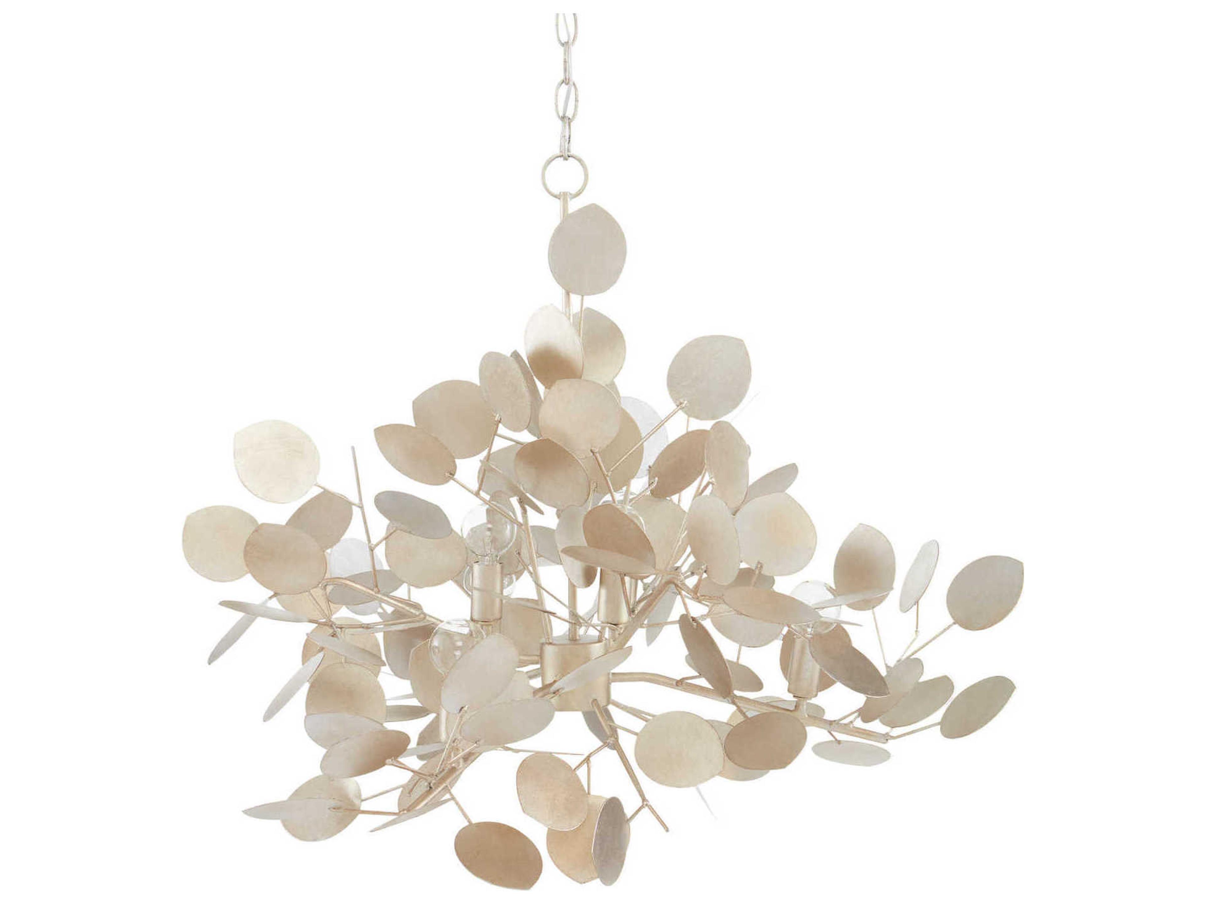 Currey & Company Lunaria 6-Light Contemporary Silver Leaf Chandelier