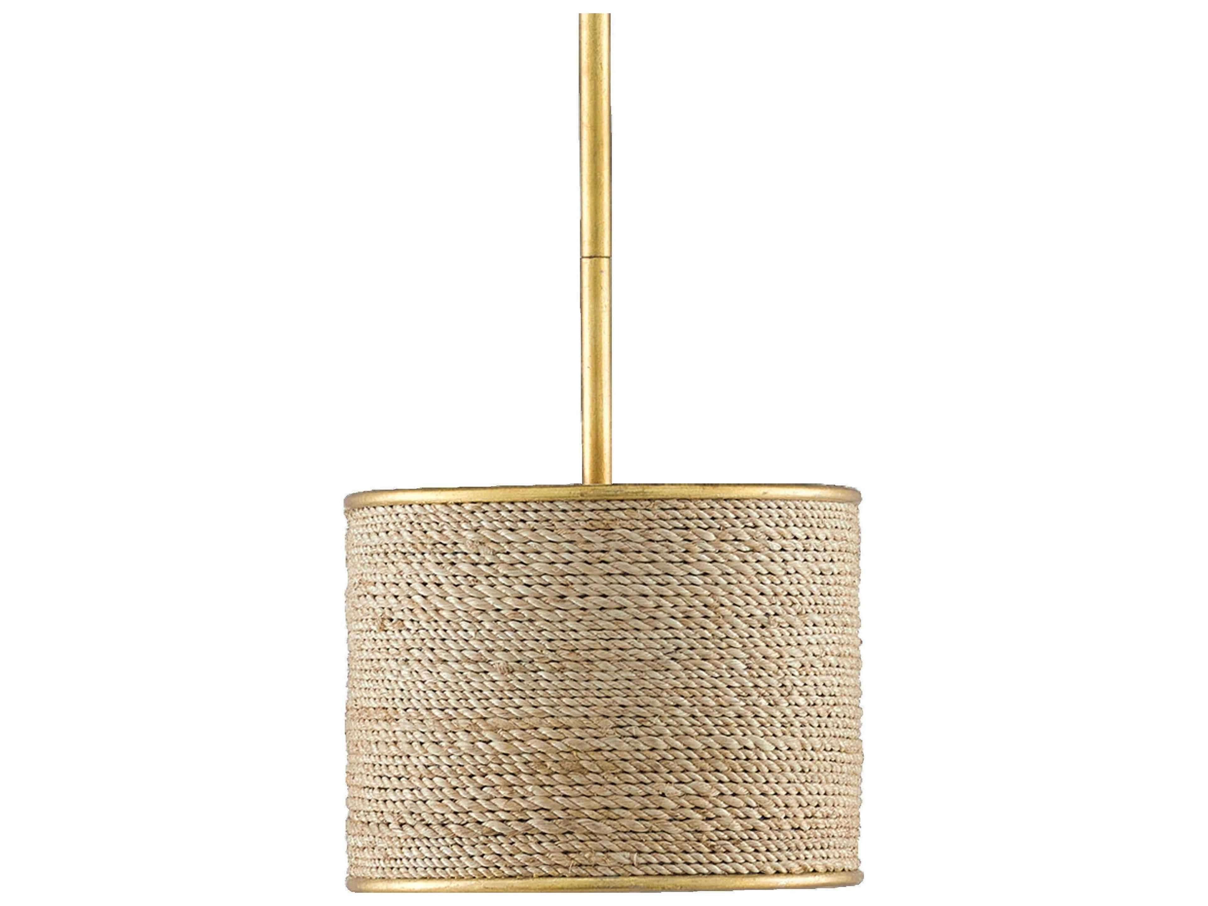 Currey & Company Tenby 4-Light Contemporary Gold Leaf Abaca Rope Linear Island Pendant