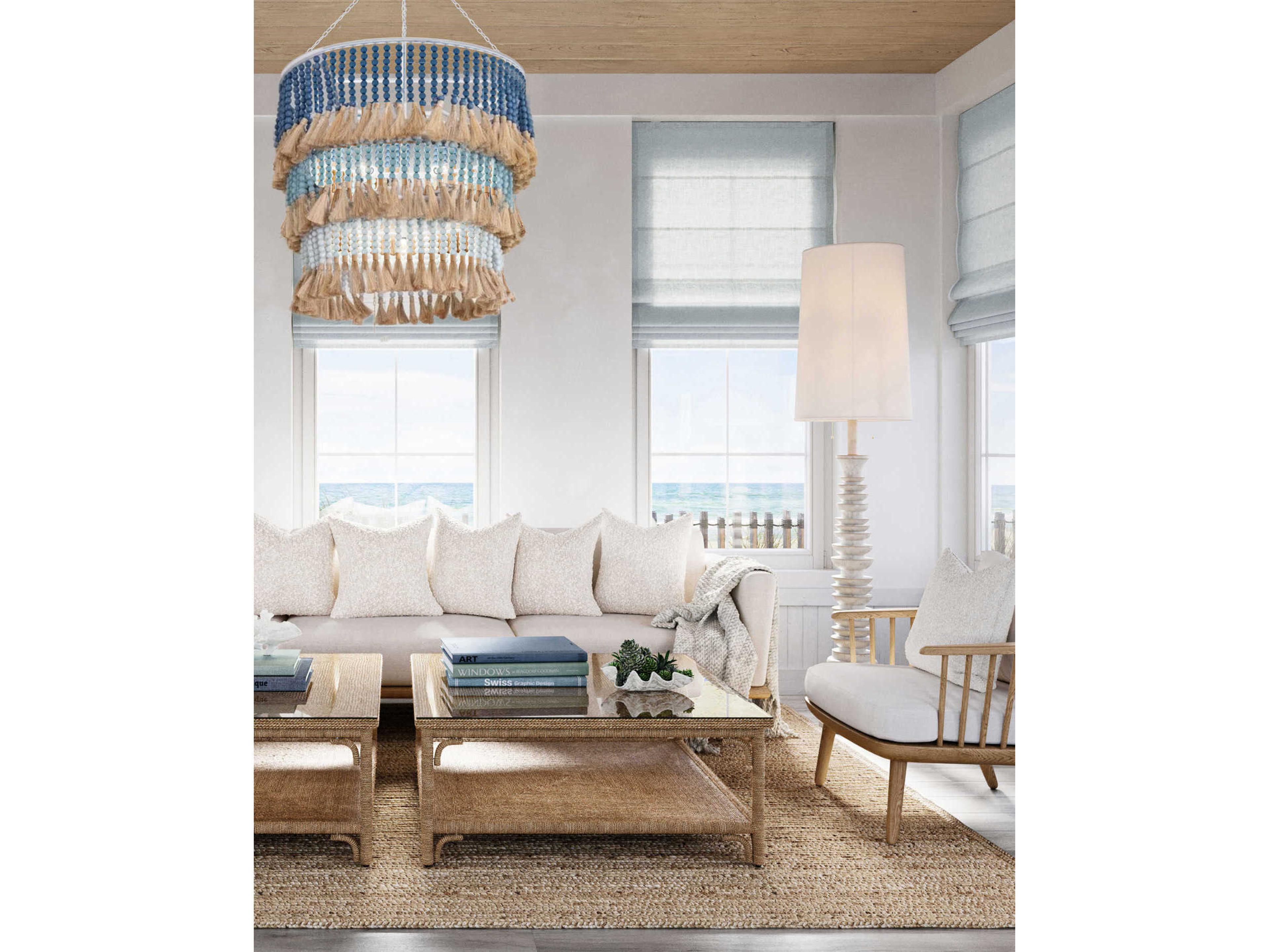 Currey & Company St. Barts 7-Light Blue Tiered Pendant