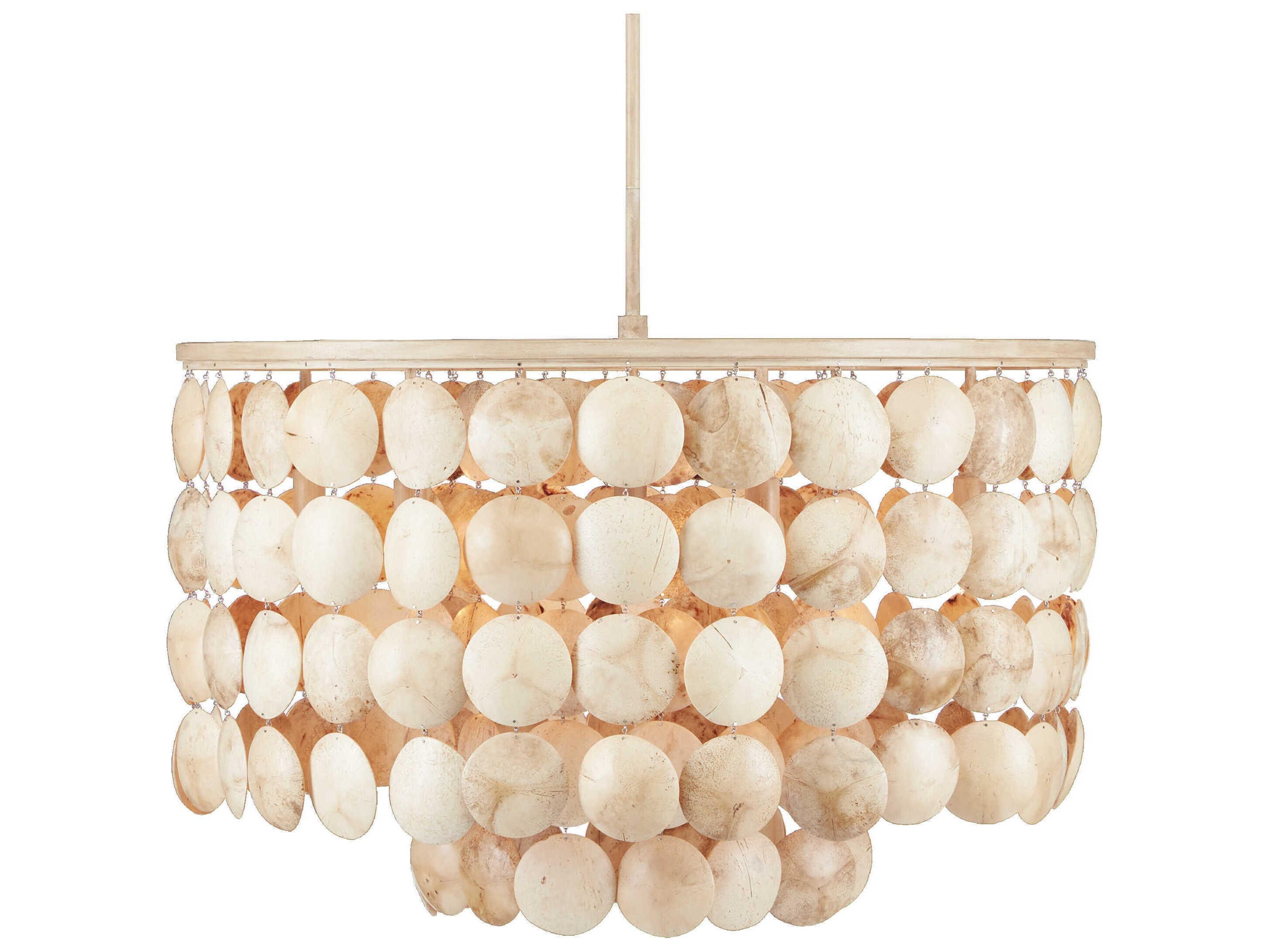 Currey & Company Buko 6-Light Coco Cream Drum Pendant