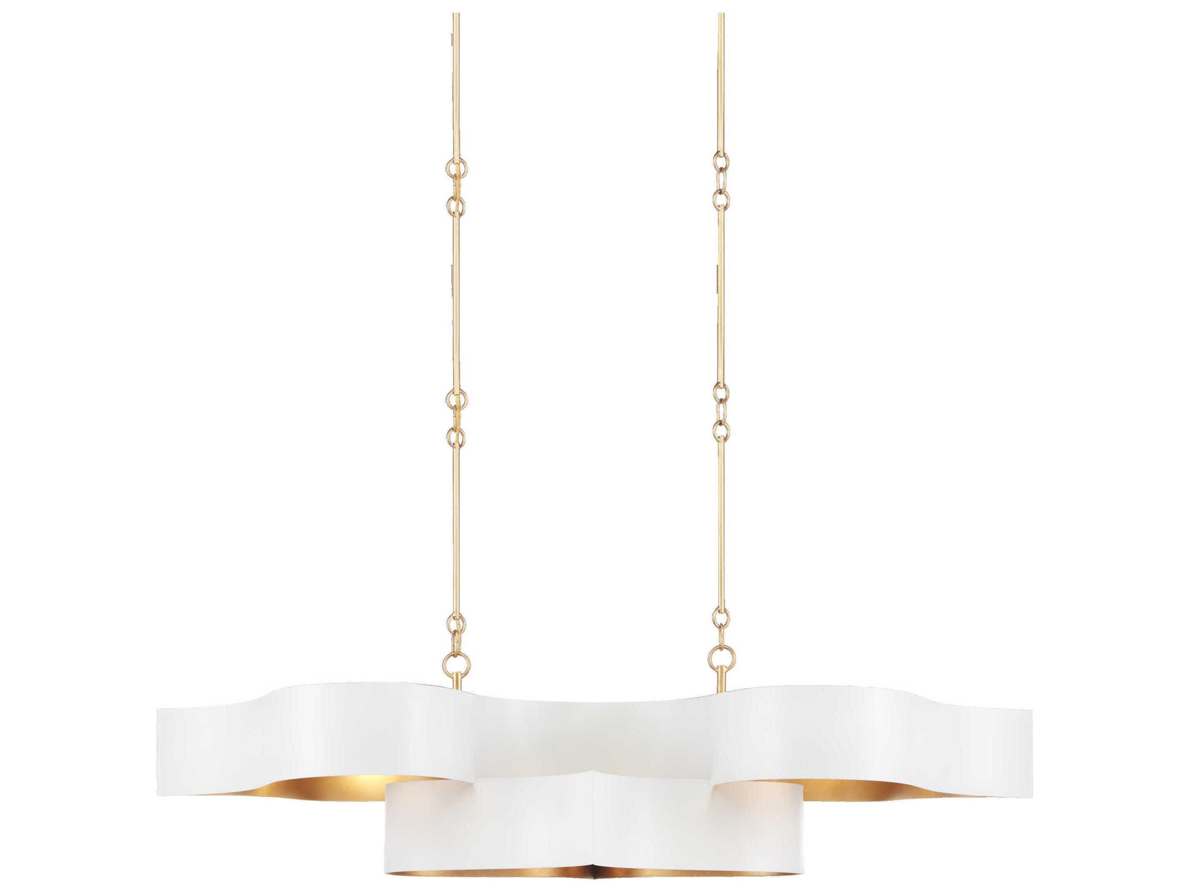 Grand Lotus 6-Light Sugar White Contemporary Gold Leaf Island Pendant