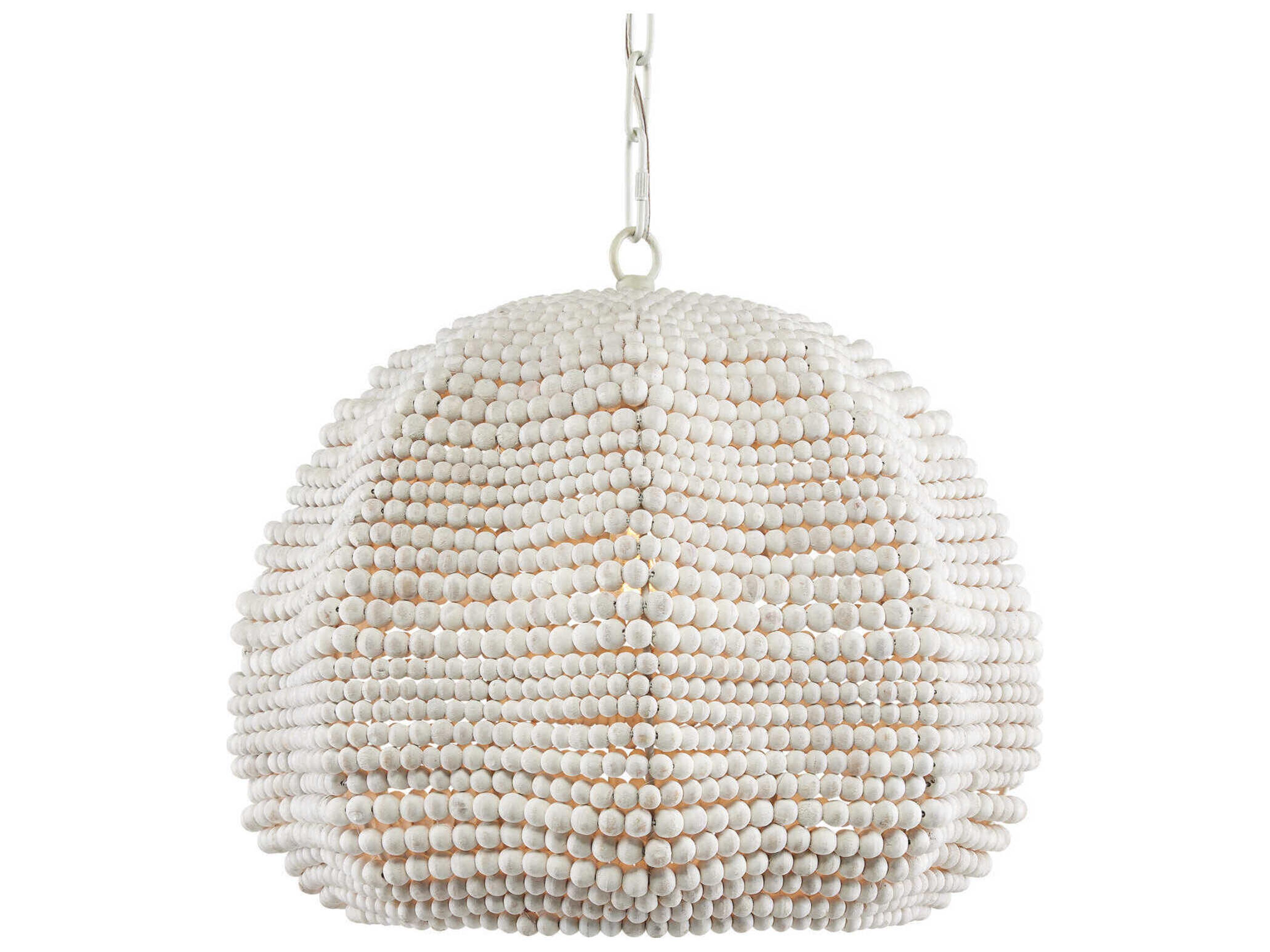 Currey & Company Octavia 1-Light Whitewash Round Pendant