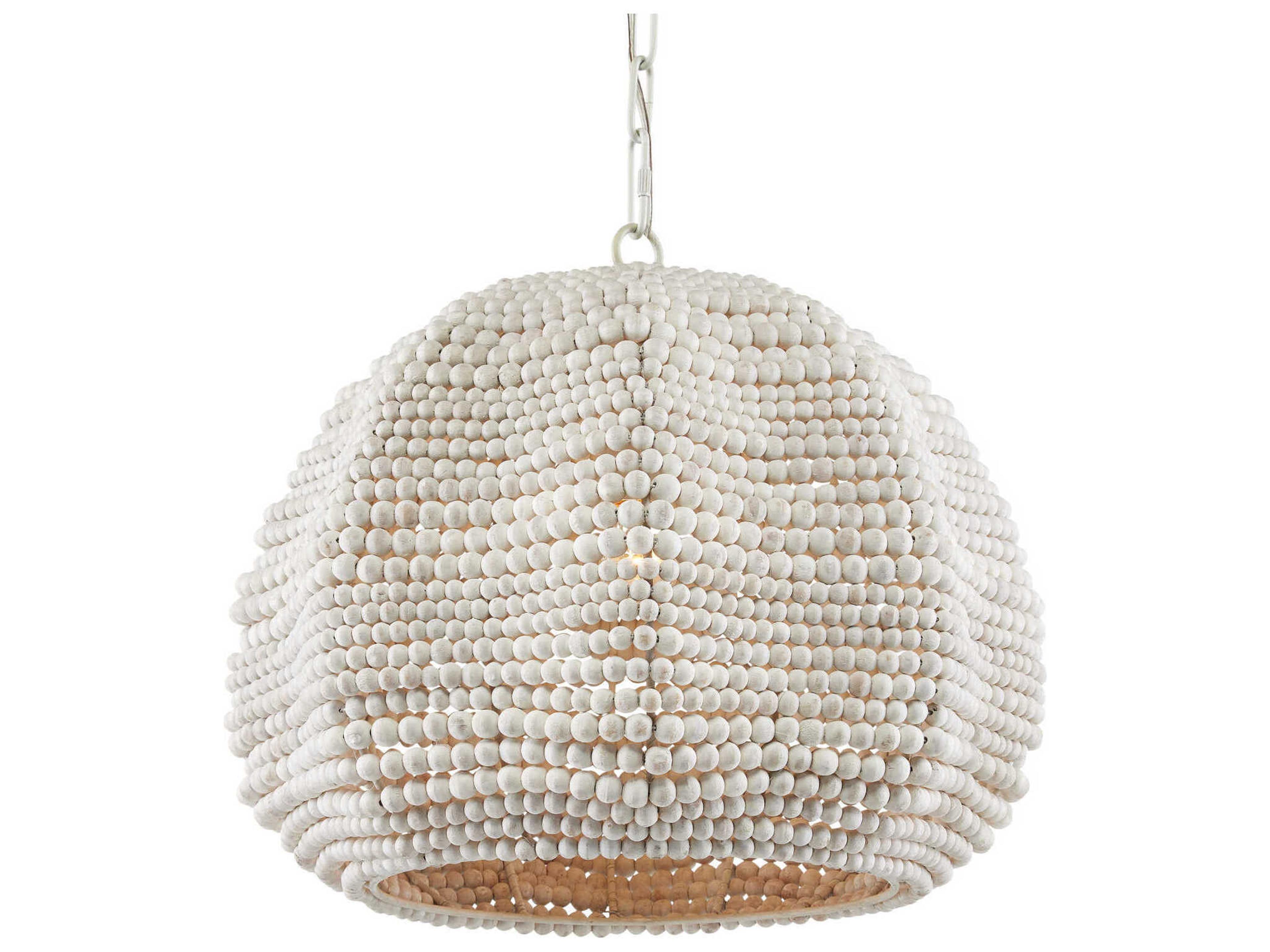 Currey & Company Octavia 1-Light Whitewash Round Pendant