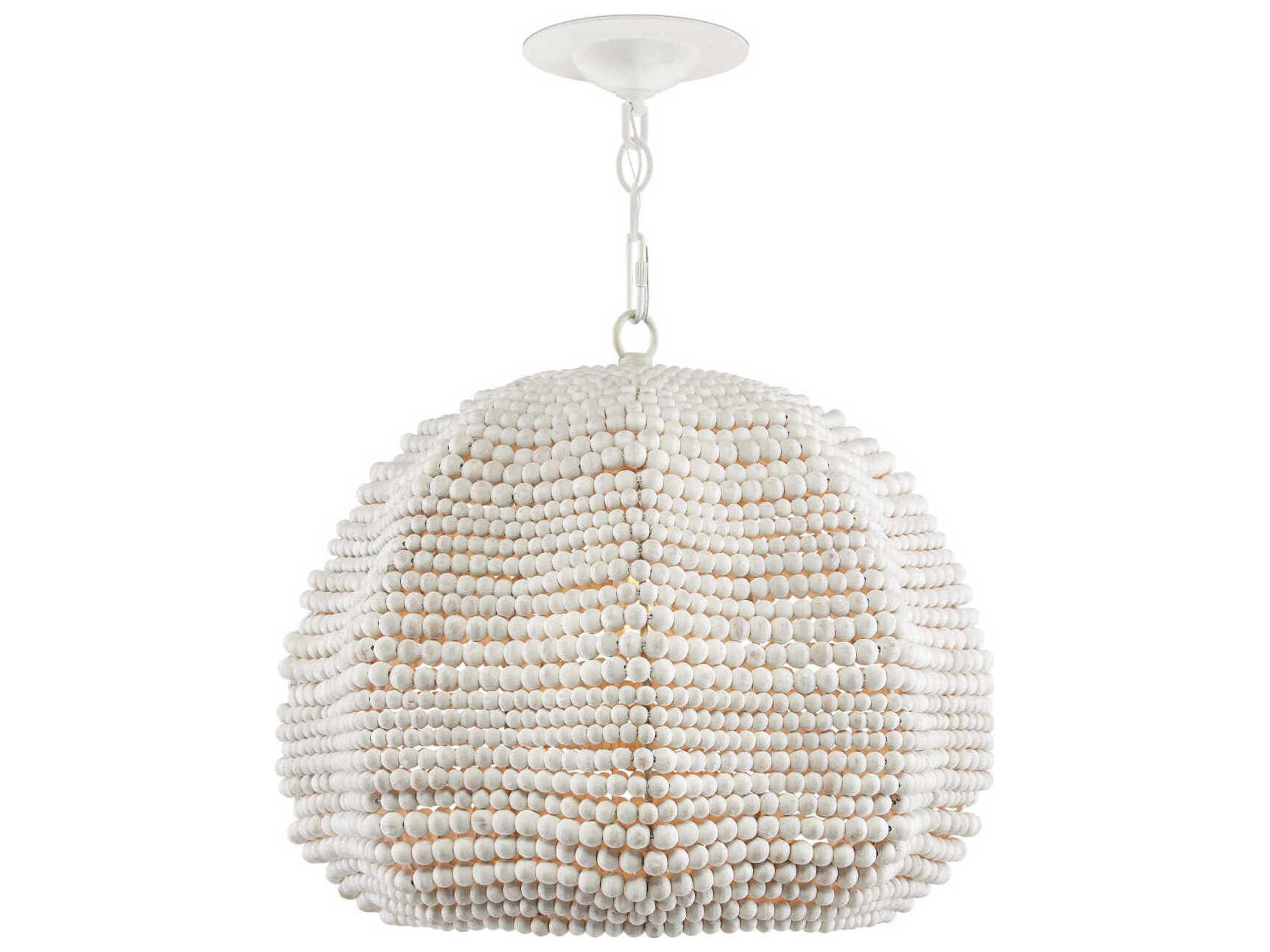 Currey & Company Octavia 1-Light Whitewash Round Pendant