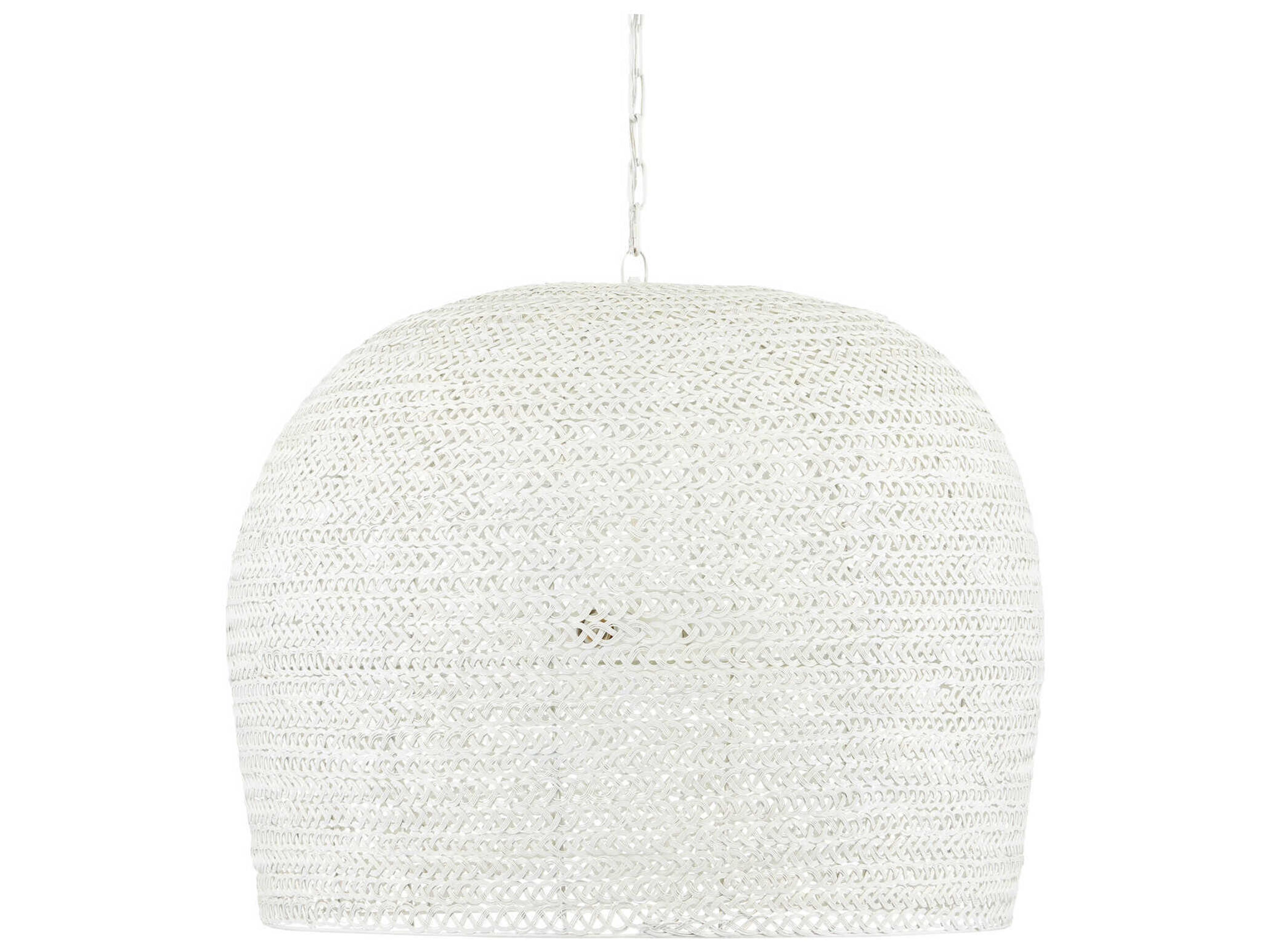 Currey & Company Piero 3-Light White Dome Pendant