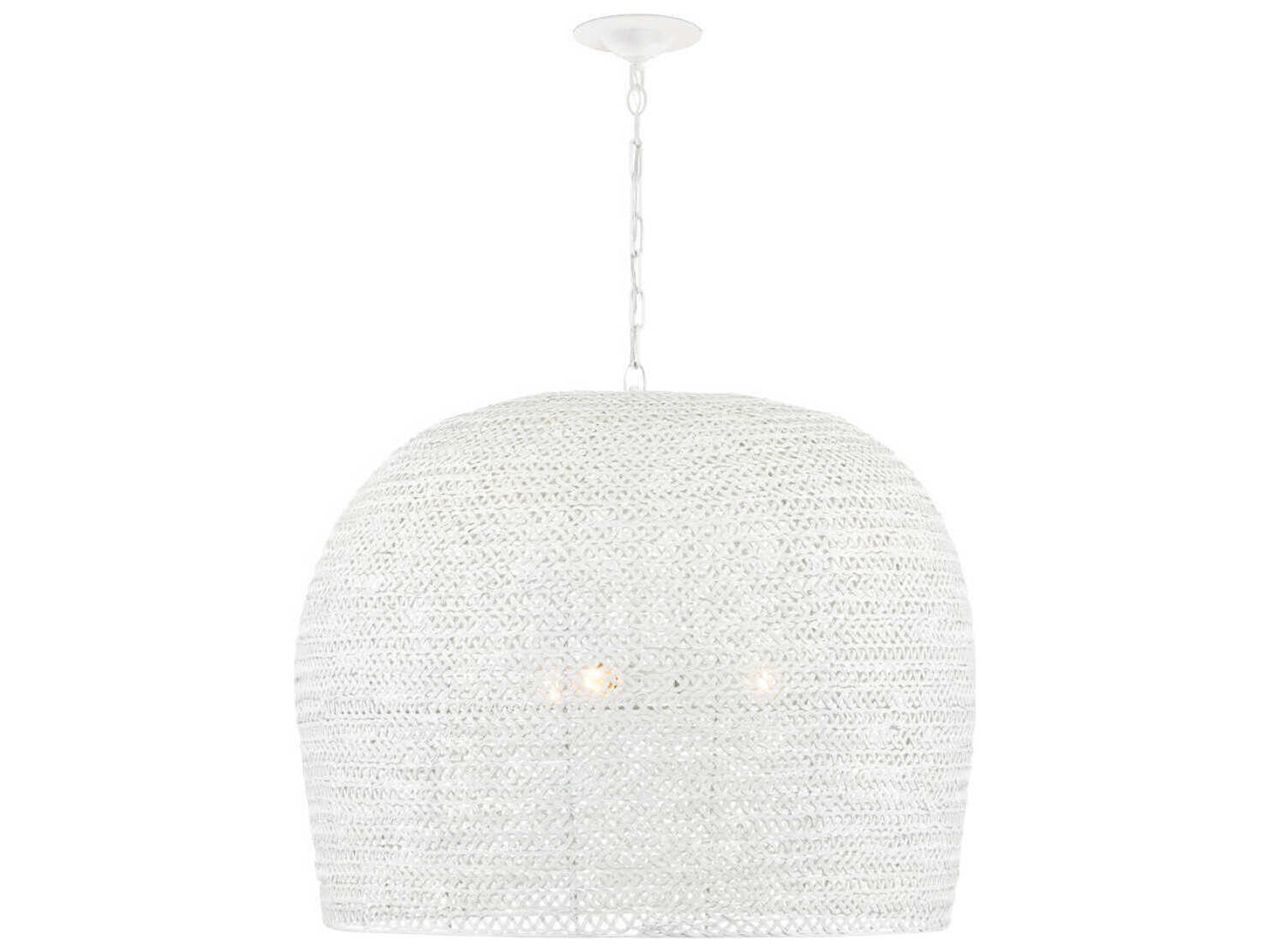 Currey & Company Piero 3-Light White Dome Pendant