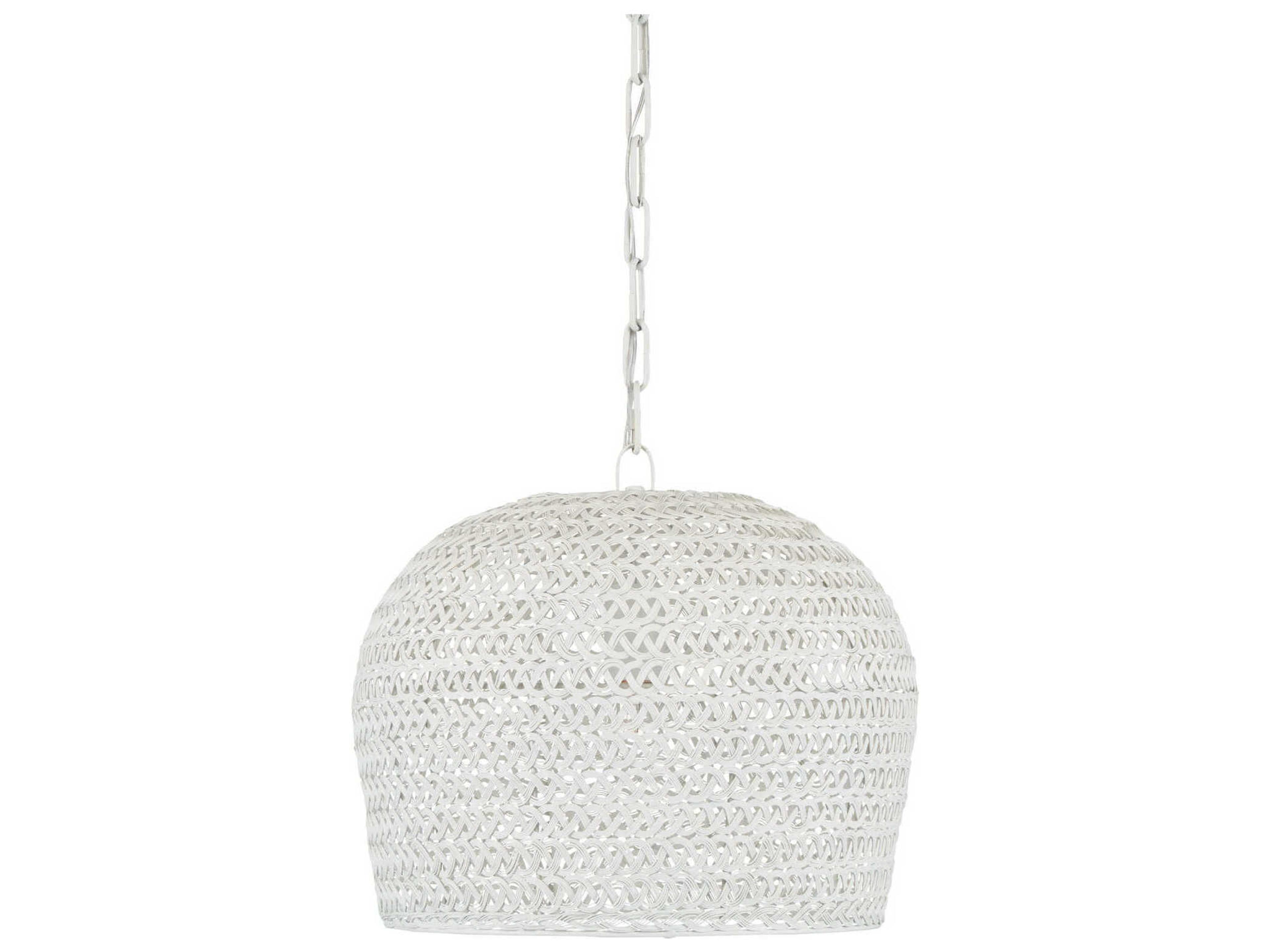 Currey & Company Piero 1-Light White Dome Pendant