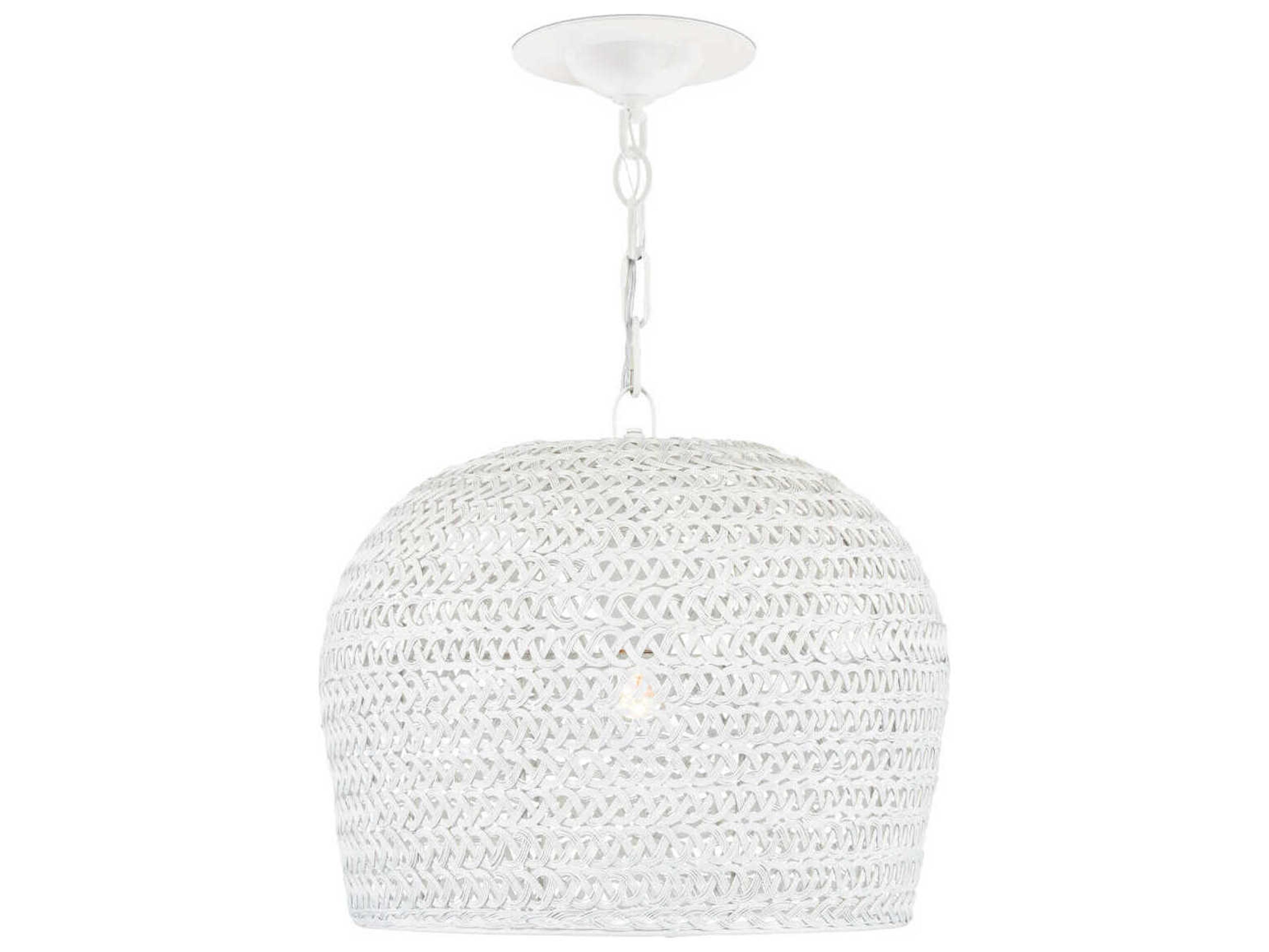 Currey & Company Piero 1-Light White Dome Pendant