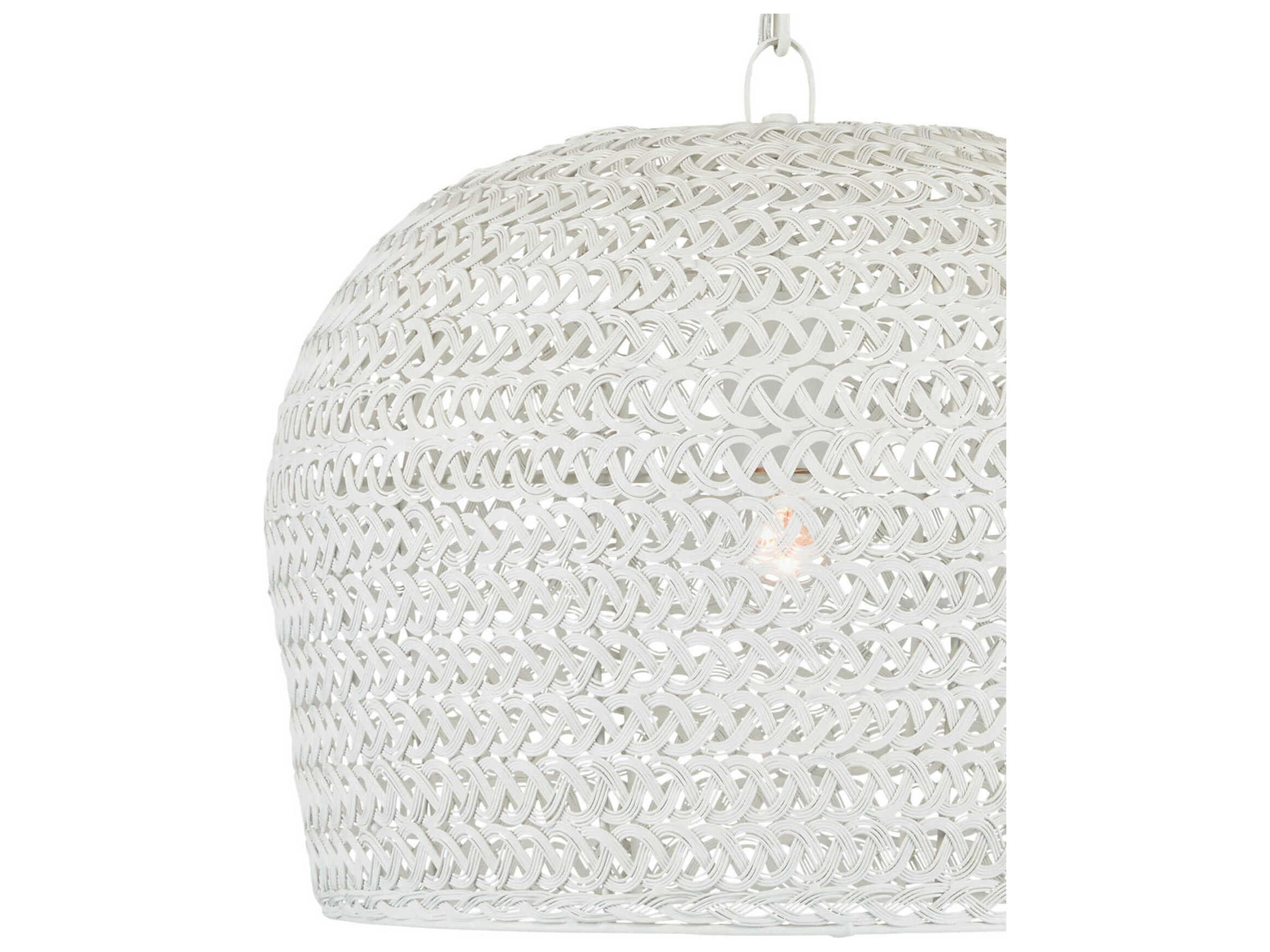 Currey & Company Piero 1-Light White Dome Pendant