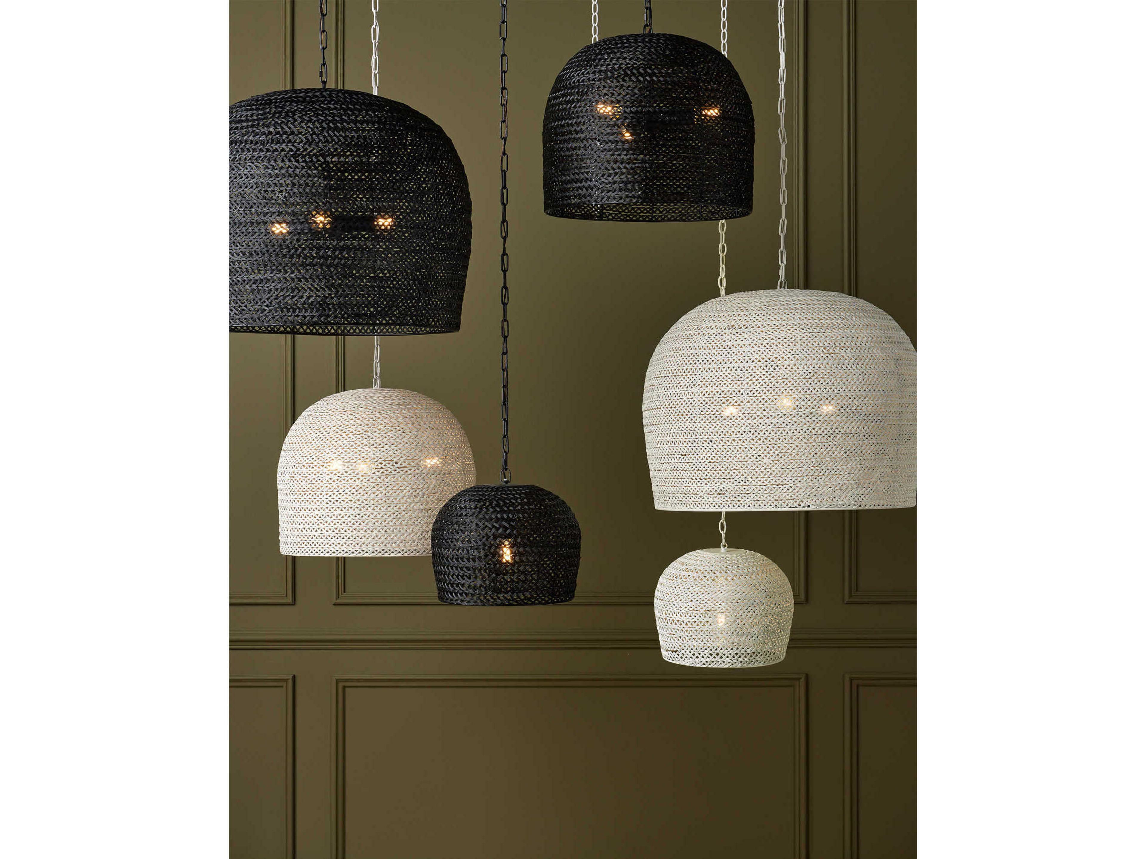 Currey & Company Piero 1-Light White Dome Pendant