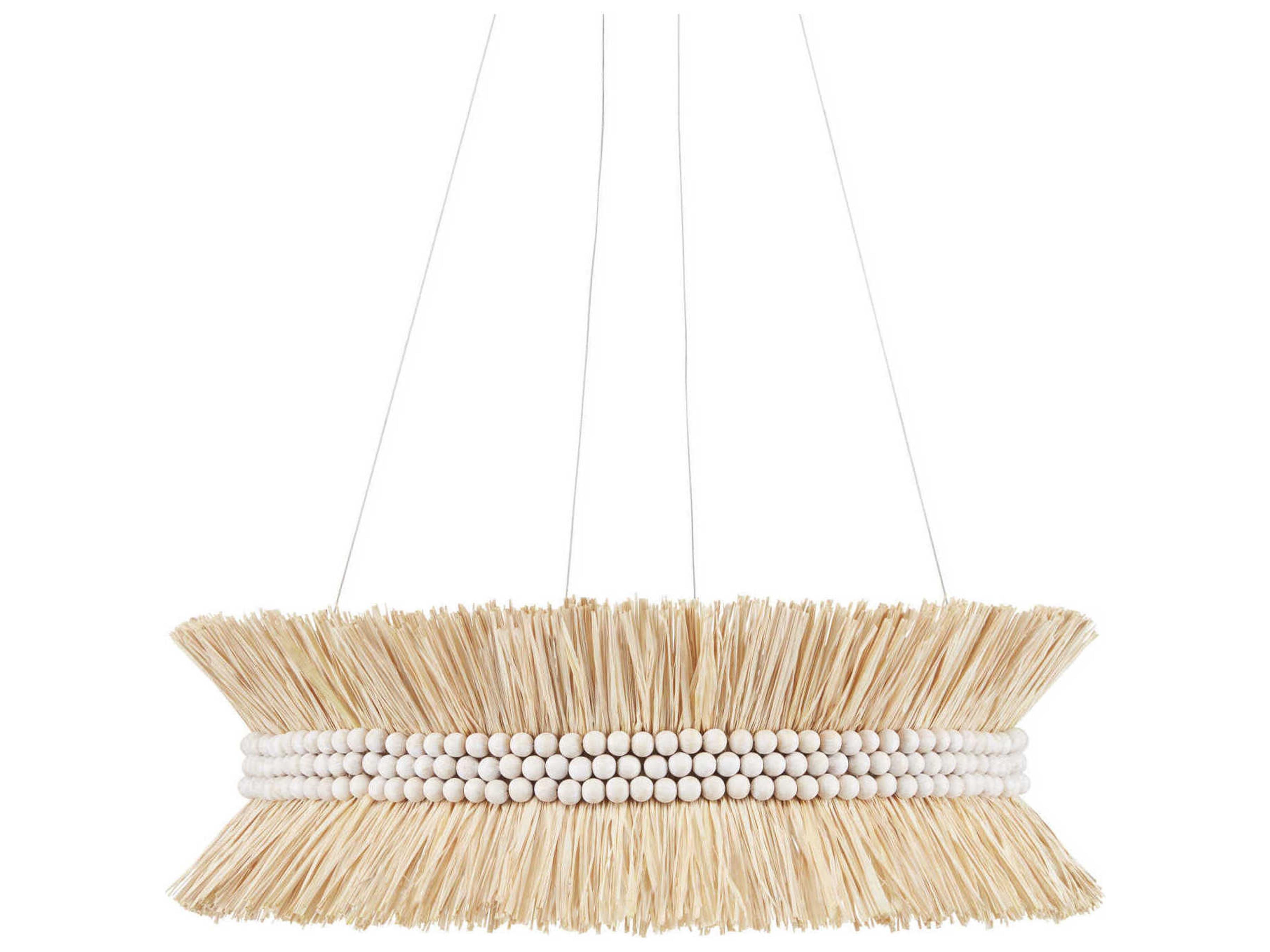 Currey & Company Seychelles 6-Light Sugar White Natural Raffia Pendant