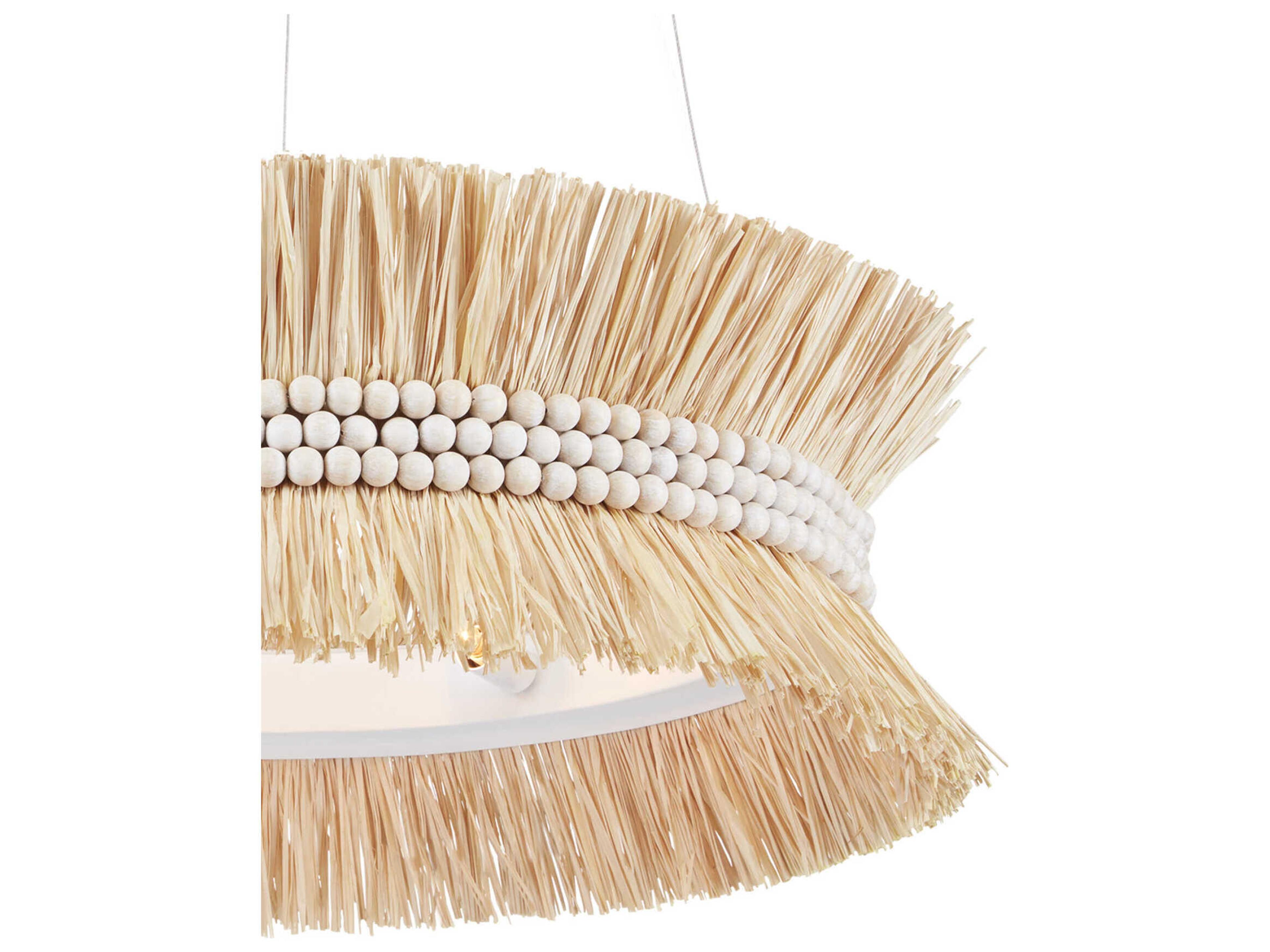 Currey & Company Seychelles 6-Light Sugar White Natural Raffia Pendant