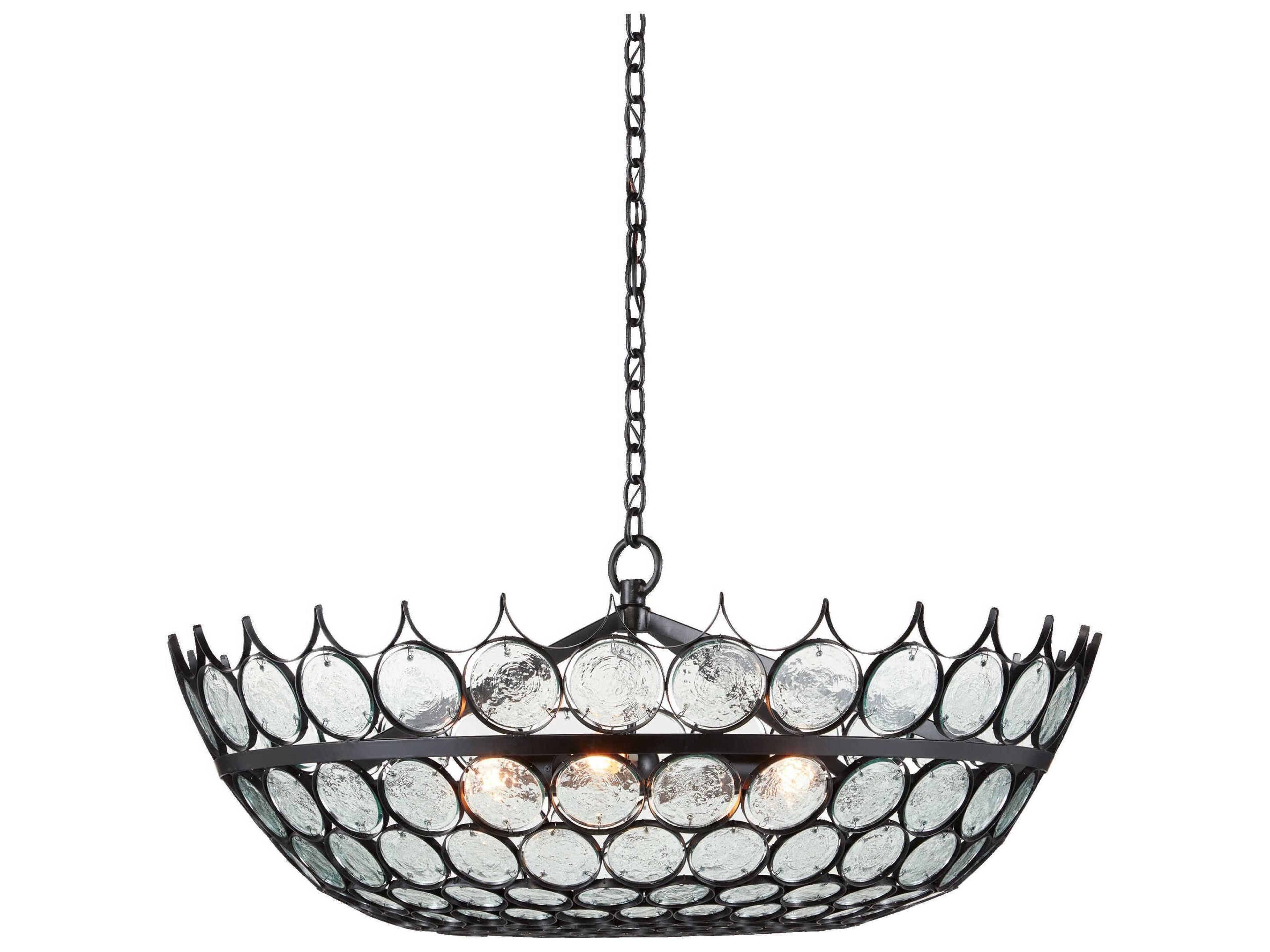 Currey & Company Augustus 3-Light Bronze Glass Pendant