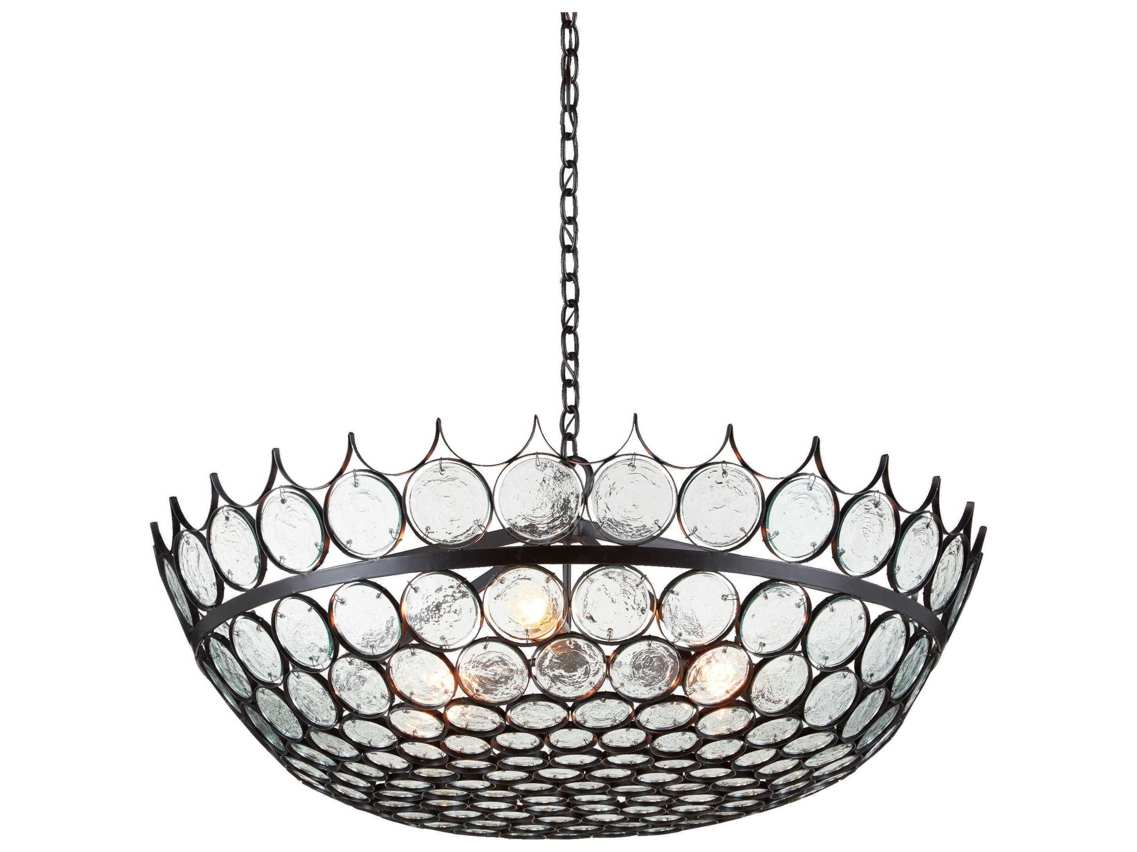 Currey & Company Augustus 3-Light Bronze Glass Pendant