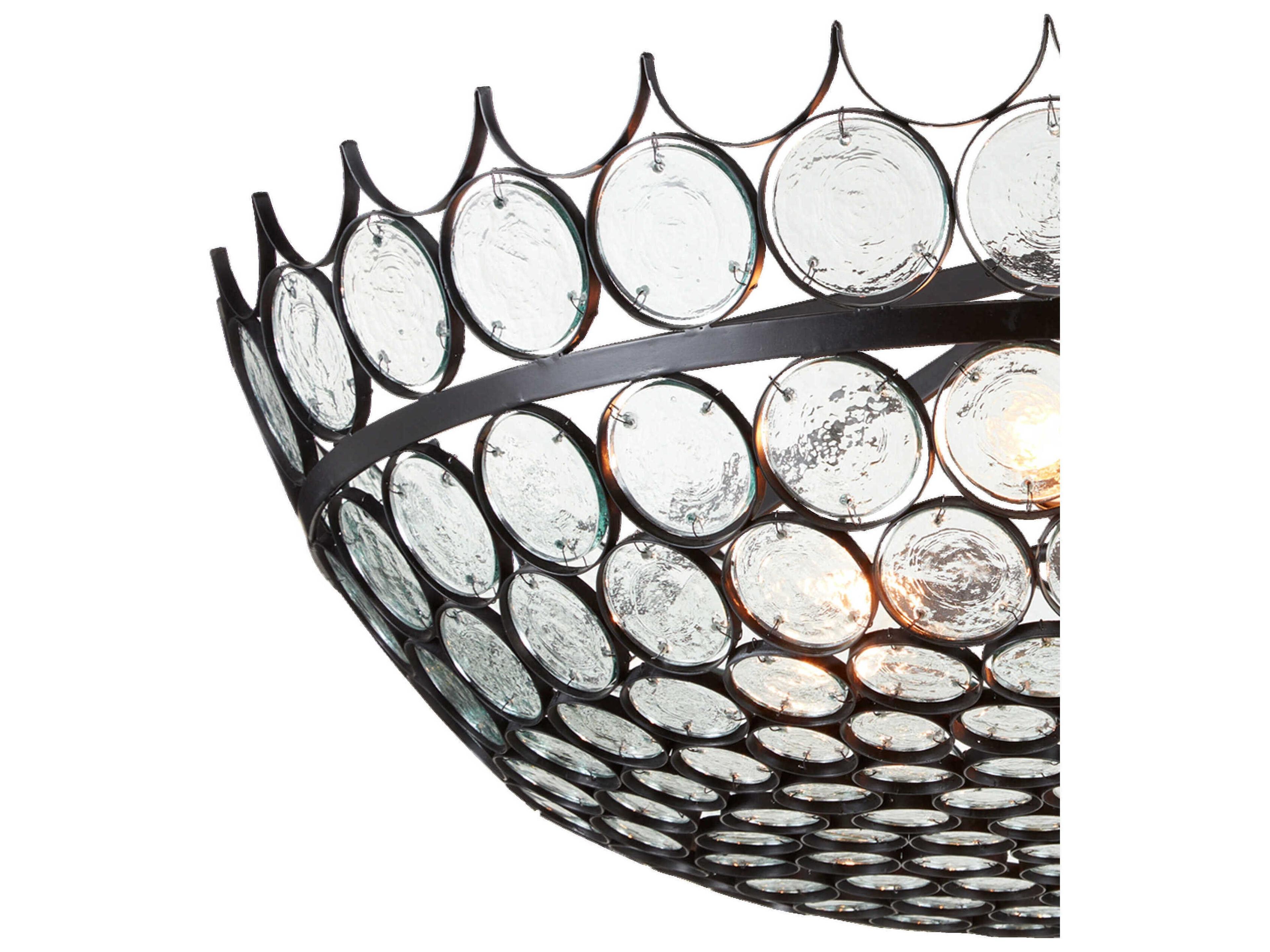 Currey & Company Augustus 3-Light Bronze Glass Pendant