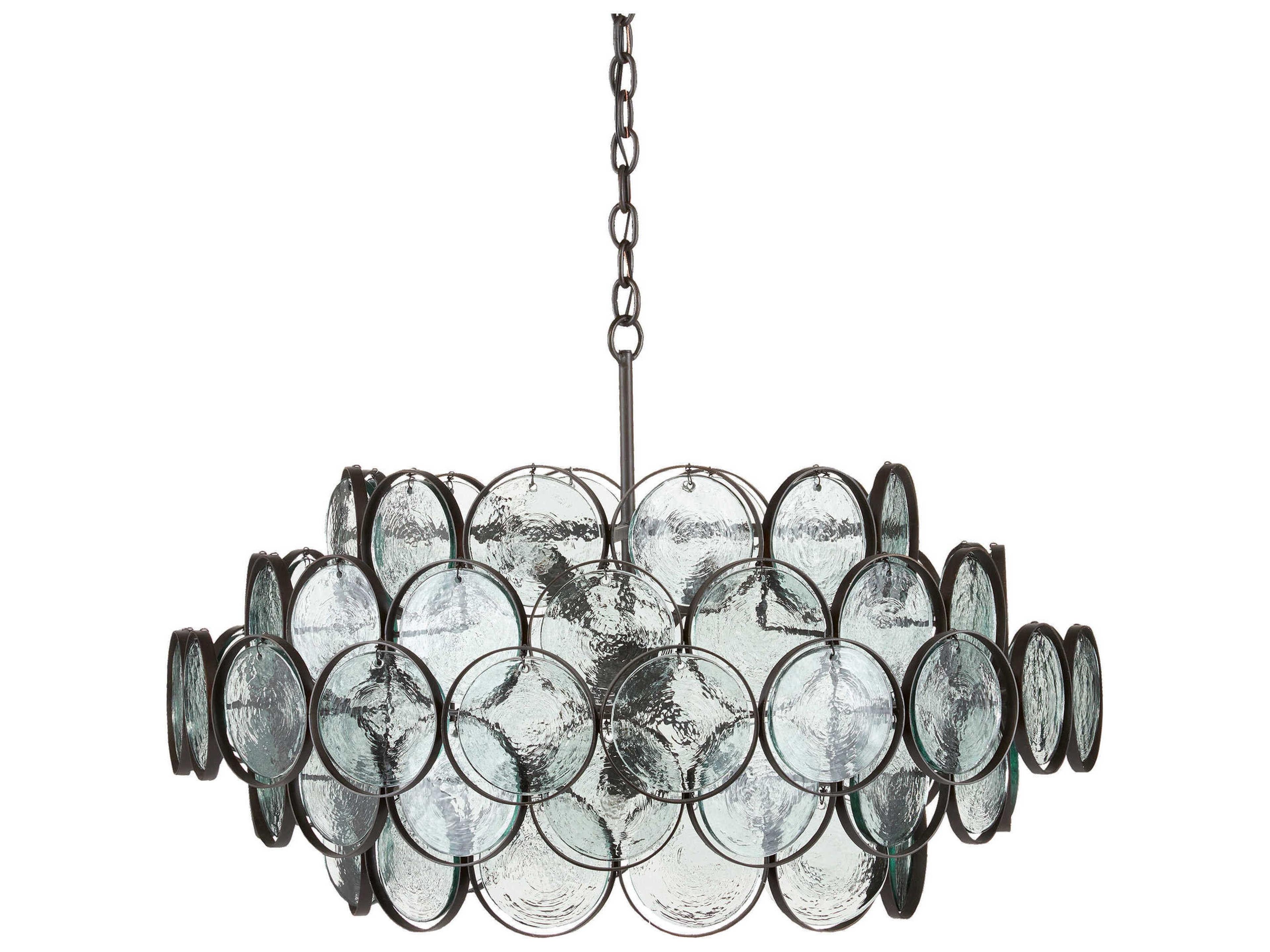 Currey & Company Galahad 8-Light Bronze Glass Pendant