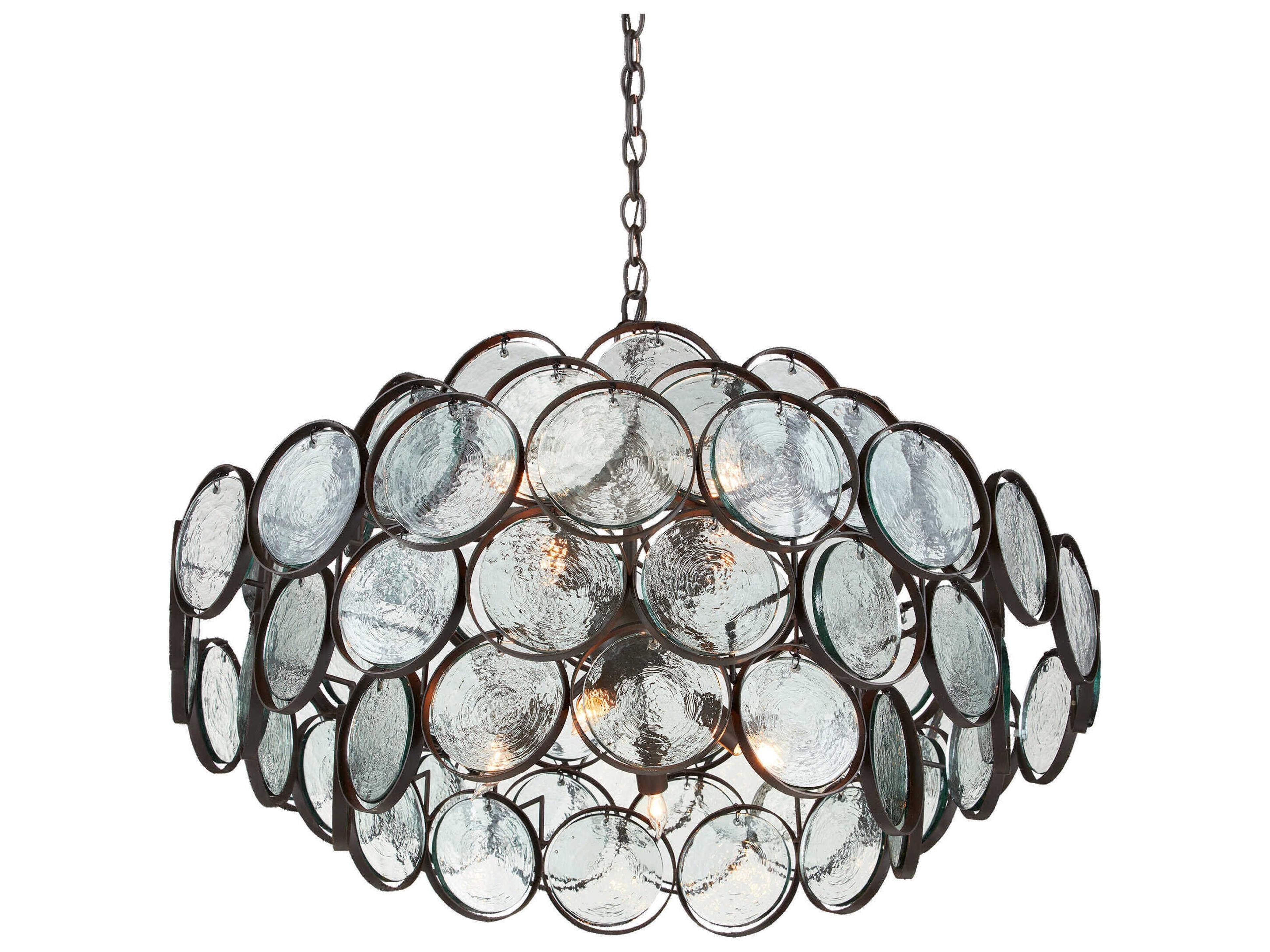 Currey & Company Galahad 8-Light Bronze Glass Pendant