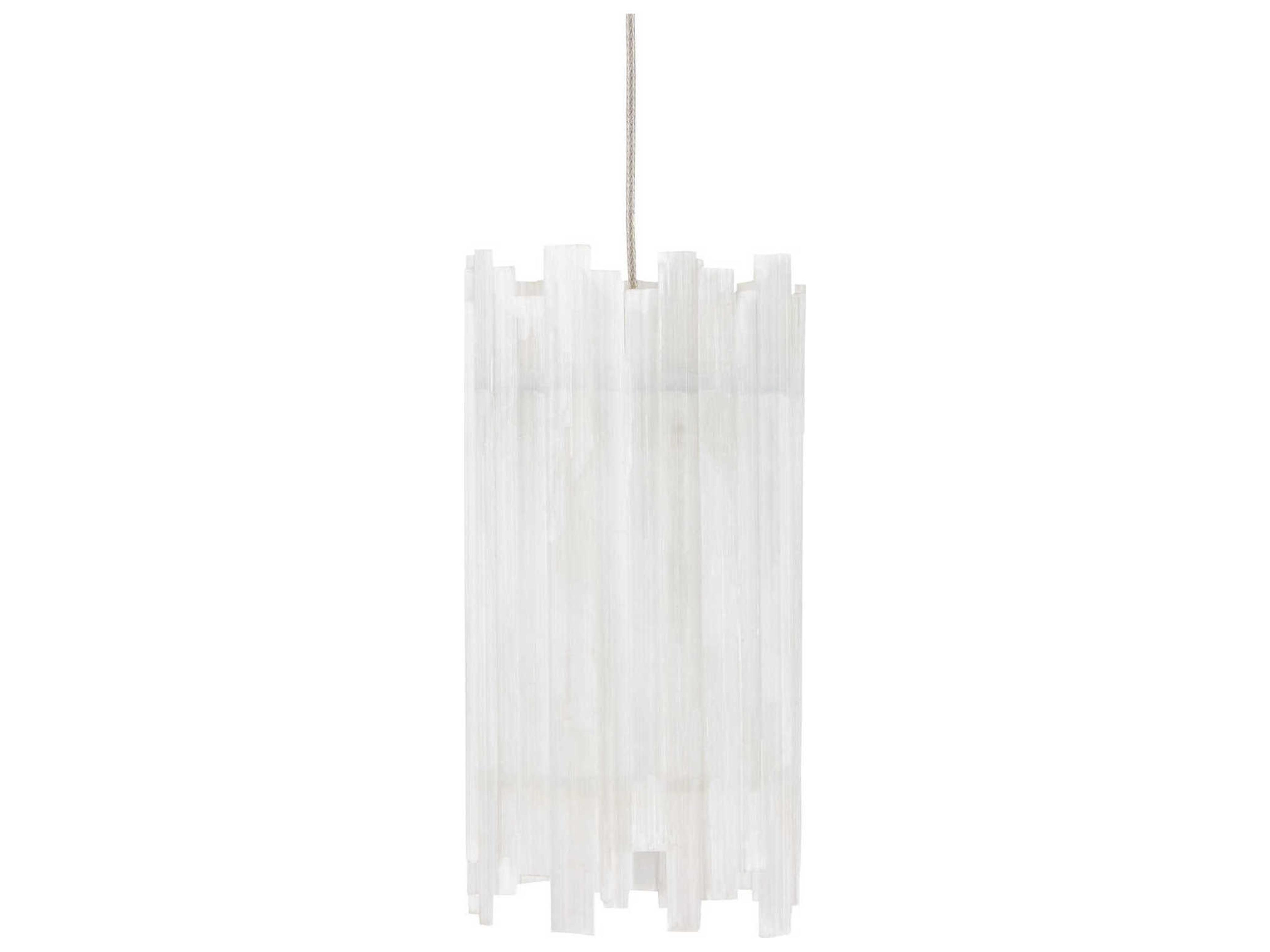 Currey & Company Escenia 15-Light Natural Painted Silver Crystal Glass Cylinder Island Pendant