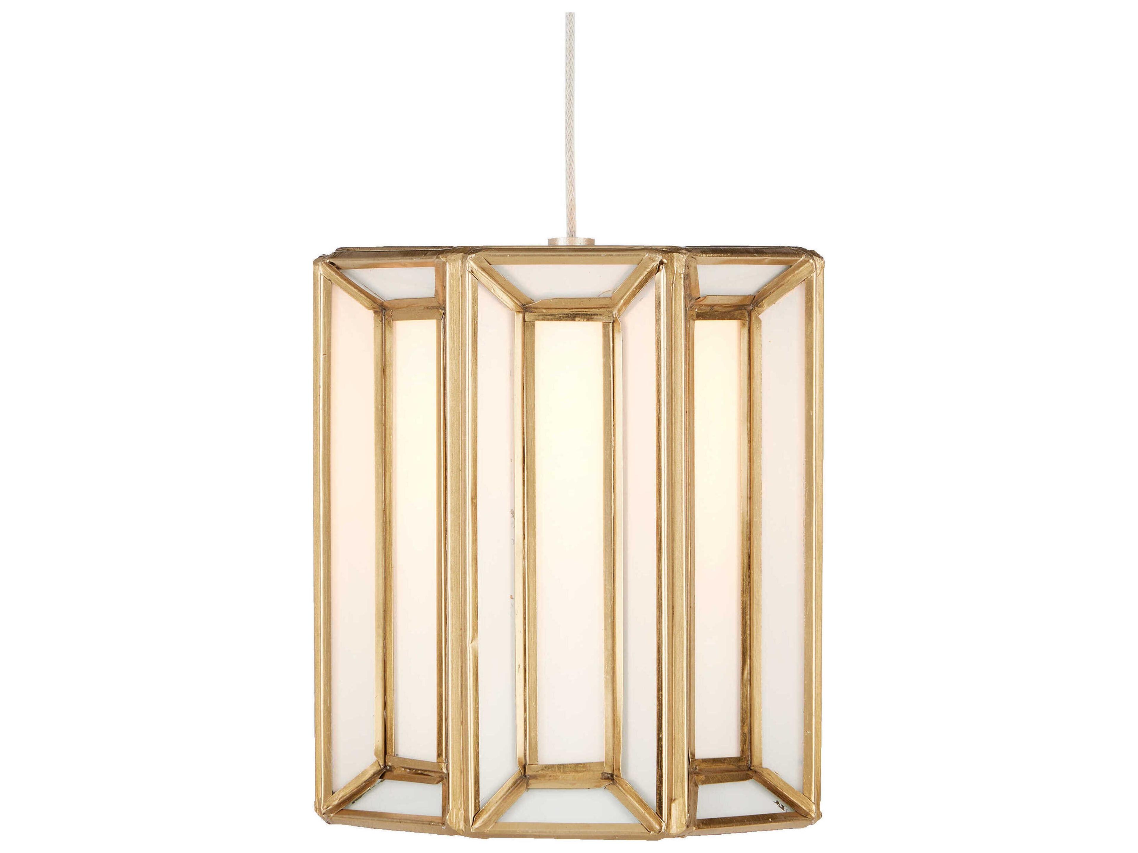 Currey & Company Daze 15-Light Antique Brass White Painted Silver Glass Geometric Pendant