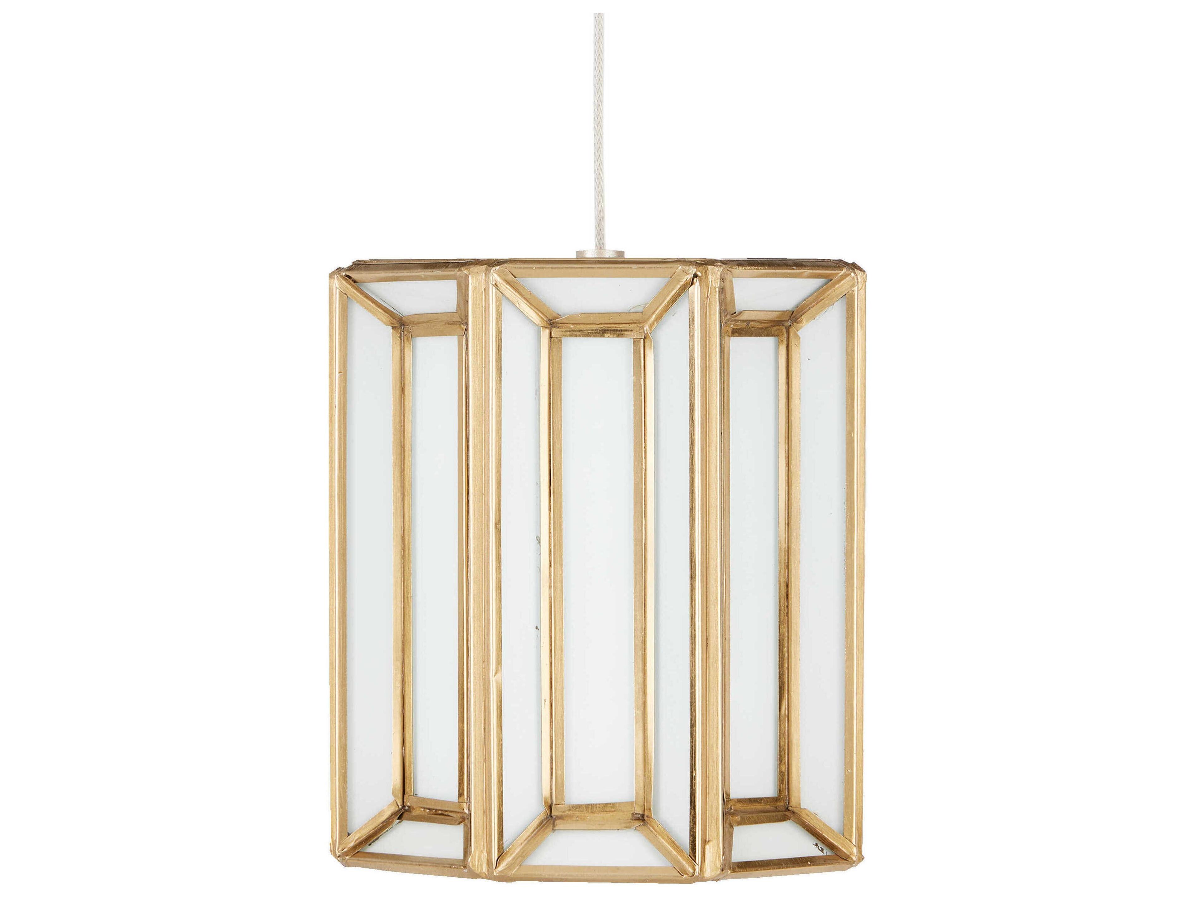 Currey & Company Daze 15-Light Antique Brass White Painted Silver Glass Geometric Pendant