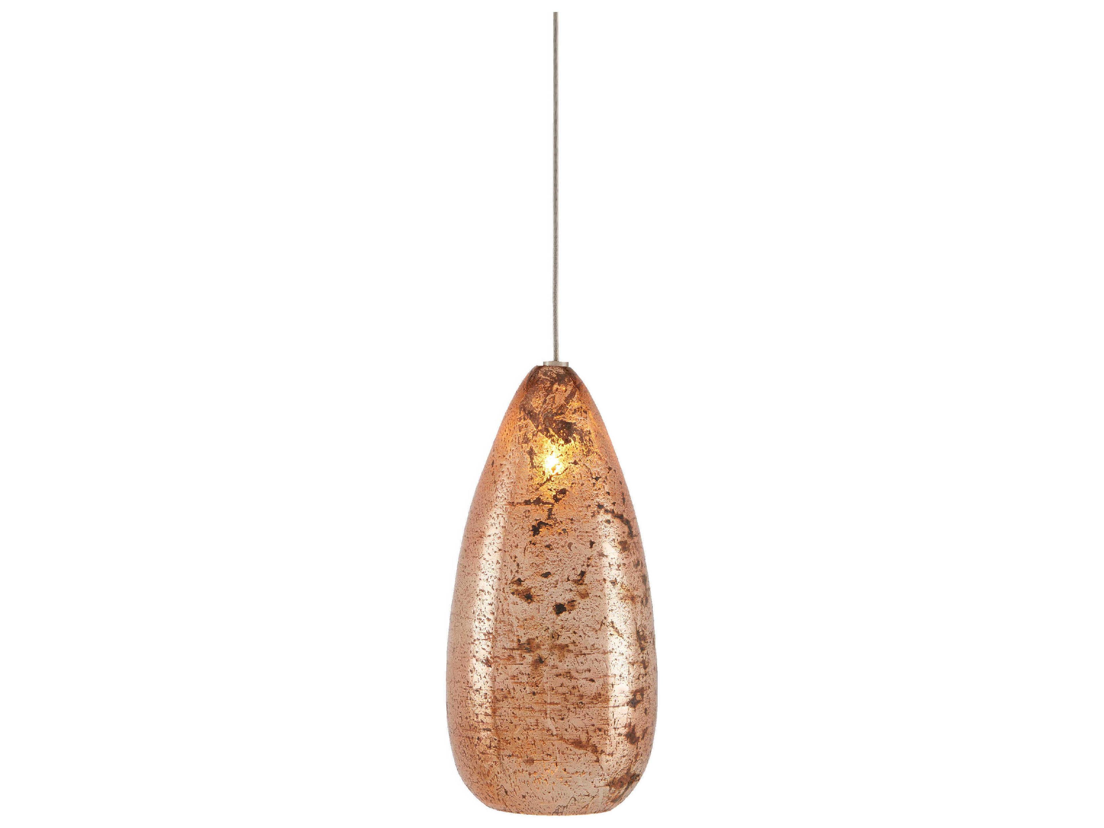 Rame 1-Light Copper Silver Painted Glass Mini Pendant