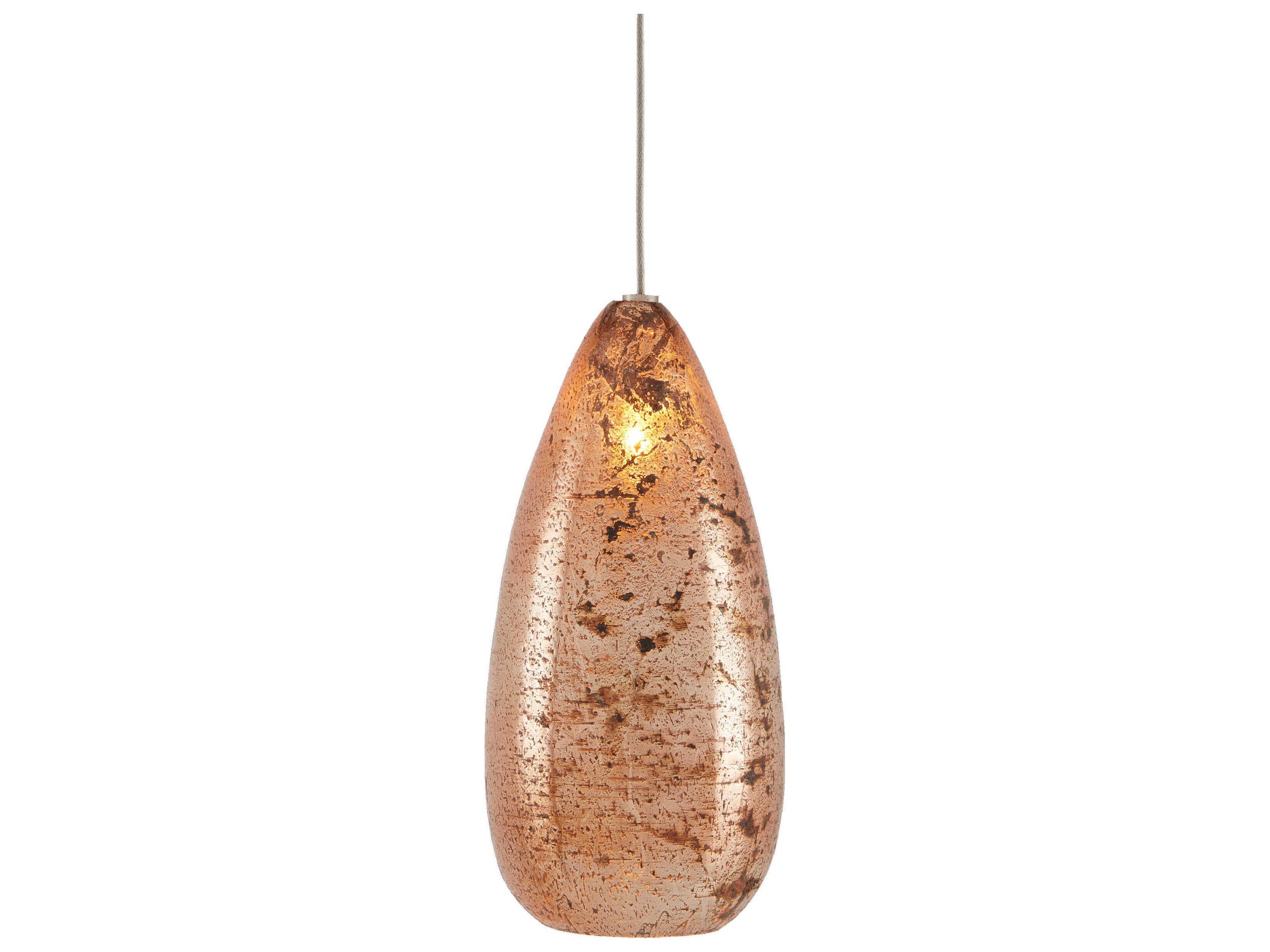 Currey & Company Rame 7-Light Copper Silver Painted Glass Pendant