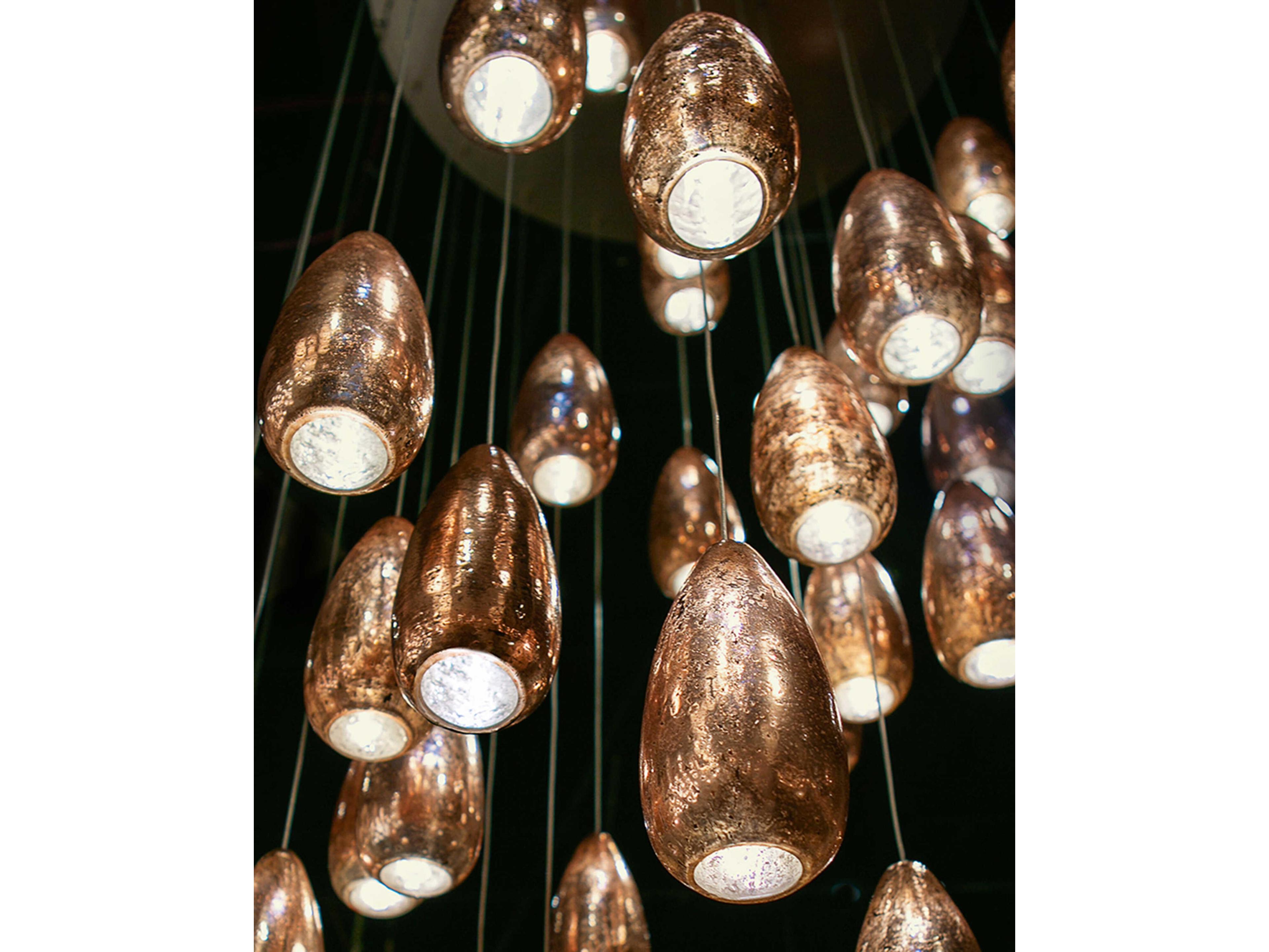 Currey & Company Rame 15-Light Copper Silver Painted Glass Pendant