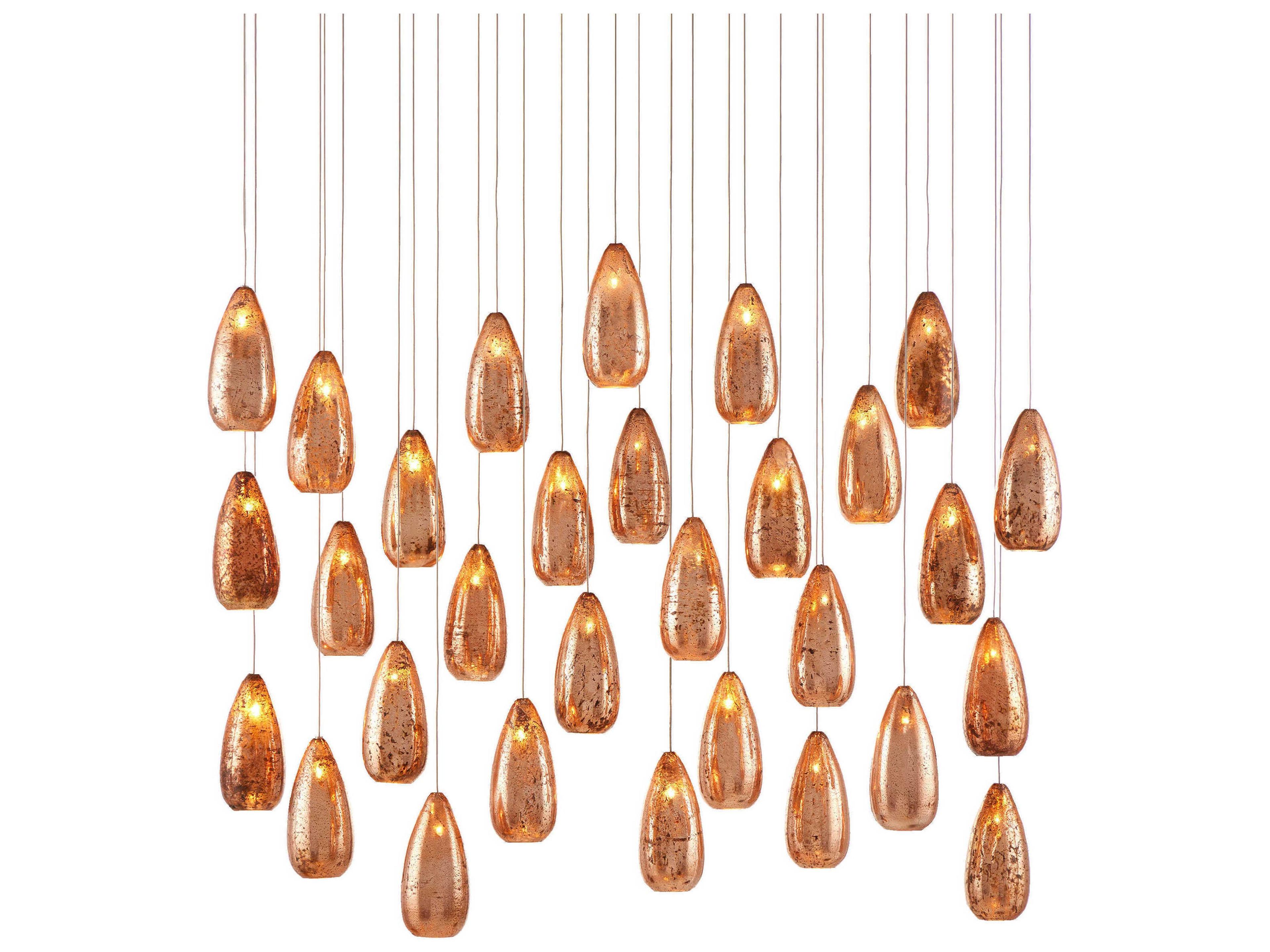 Rame 30-Light Copper Silver Painted Glass Island Pendant
