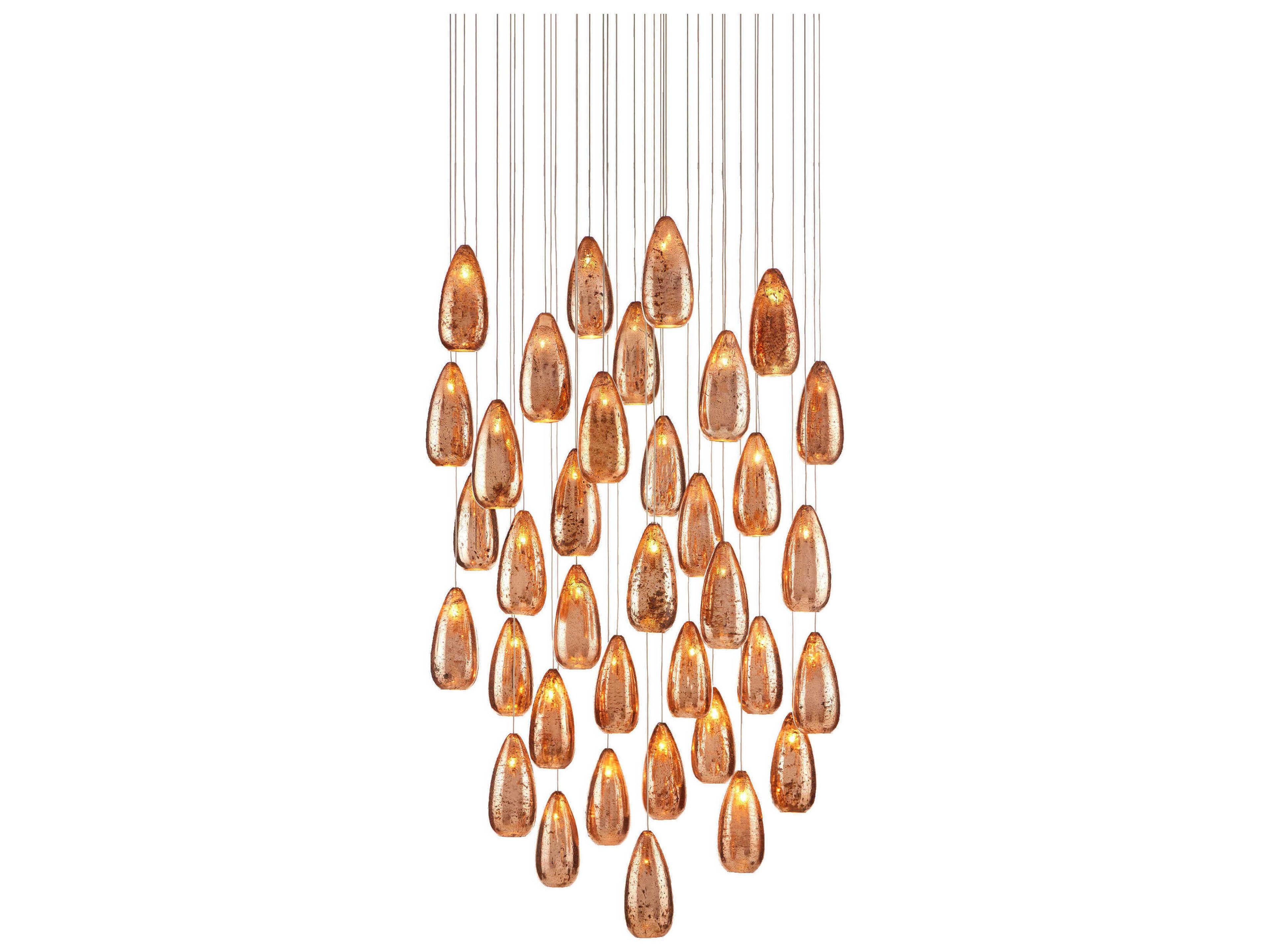 Rame 36-Light Copper Silver Painted Glass Pendant