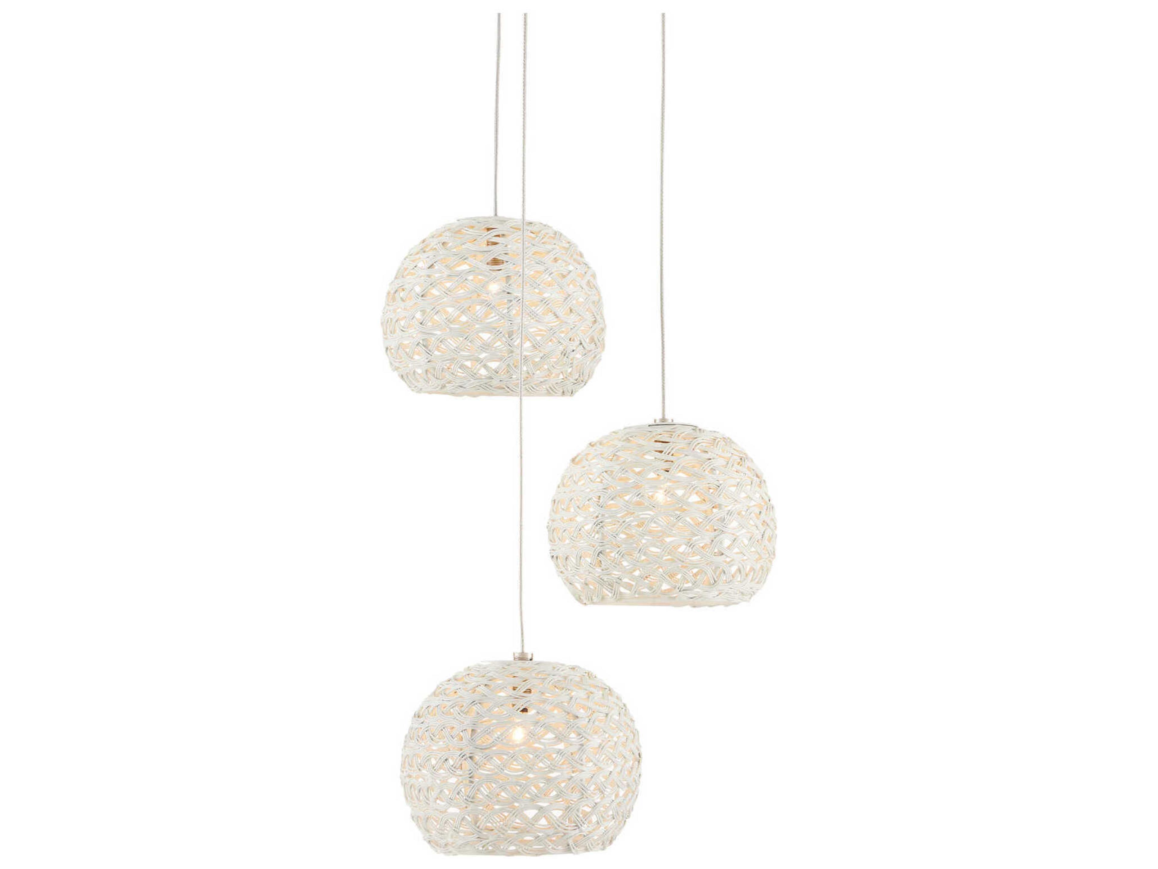 Piero 3-Light White Painted Silver Dome Mini Pendant