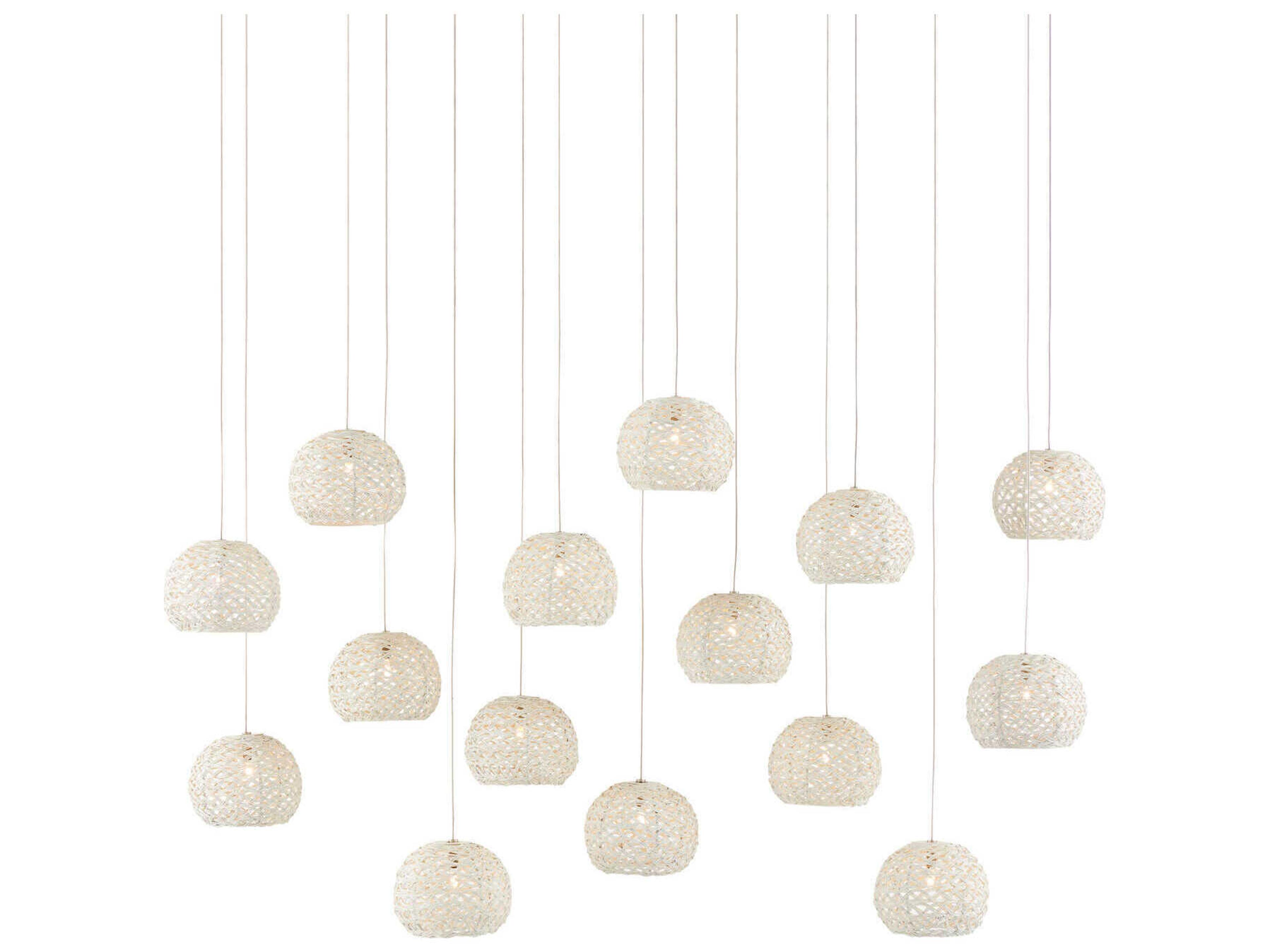 Piero 15-Light White Painted Silver Dome Island Pendant