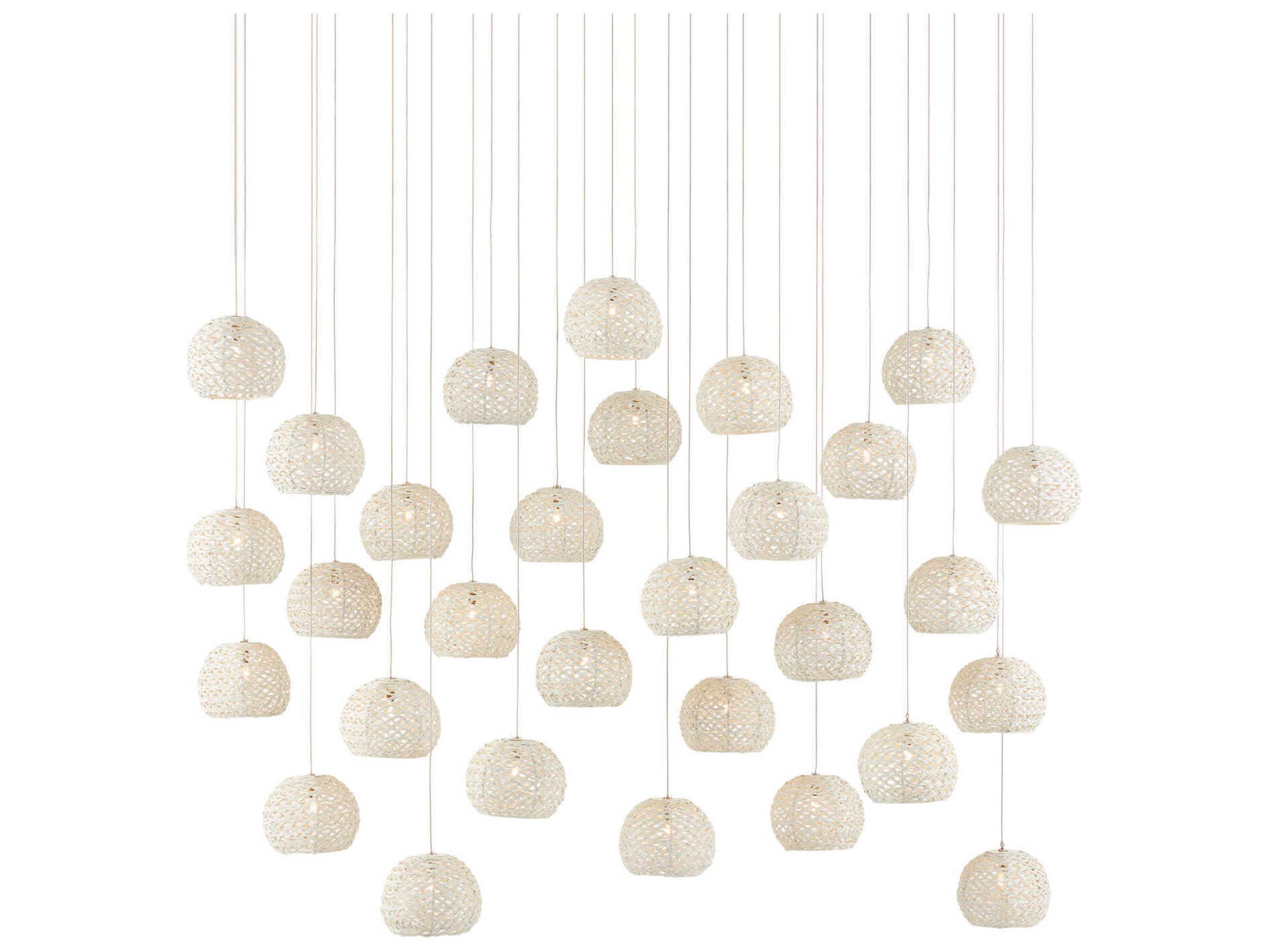 Piero 30-Light White Painted Silver Dome Island Pendant