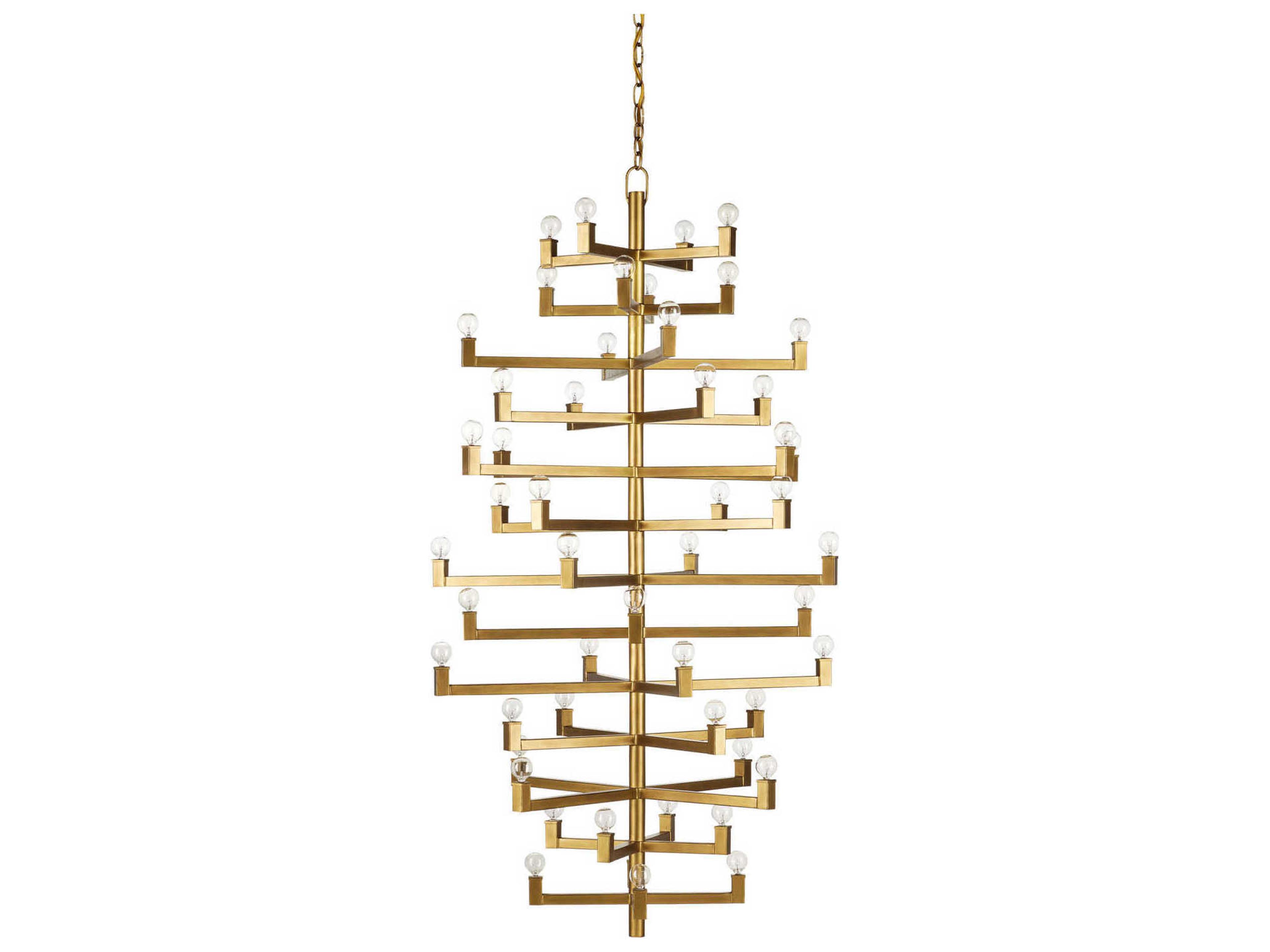 Currey & Company Andre 52-Light Brass Linear Tiered Chandelier