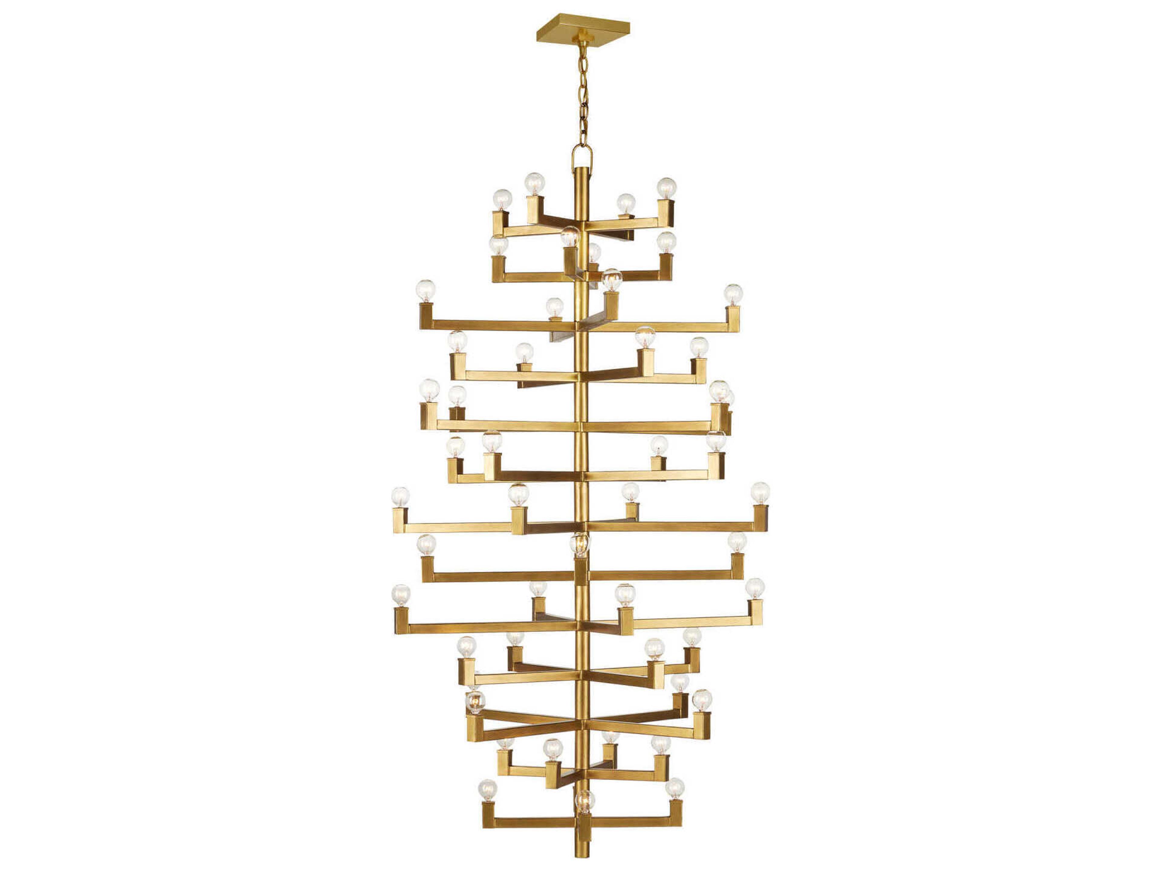 Currey & Company Andre 52-Light Brass Linear Tiered Chandelier