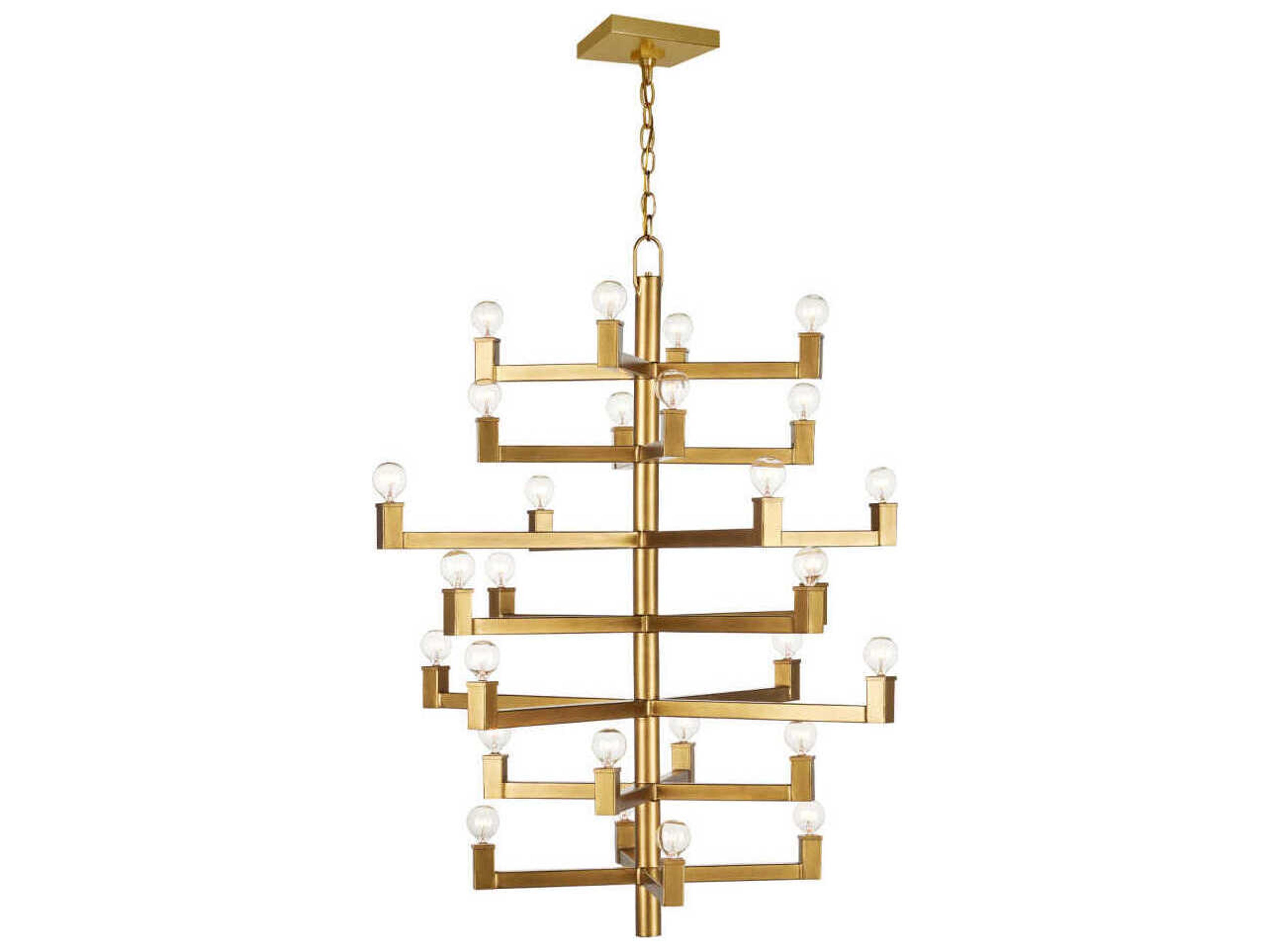 Currey & Company Andre 28-Light Brass Linear Tiered Chandelier