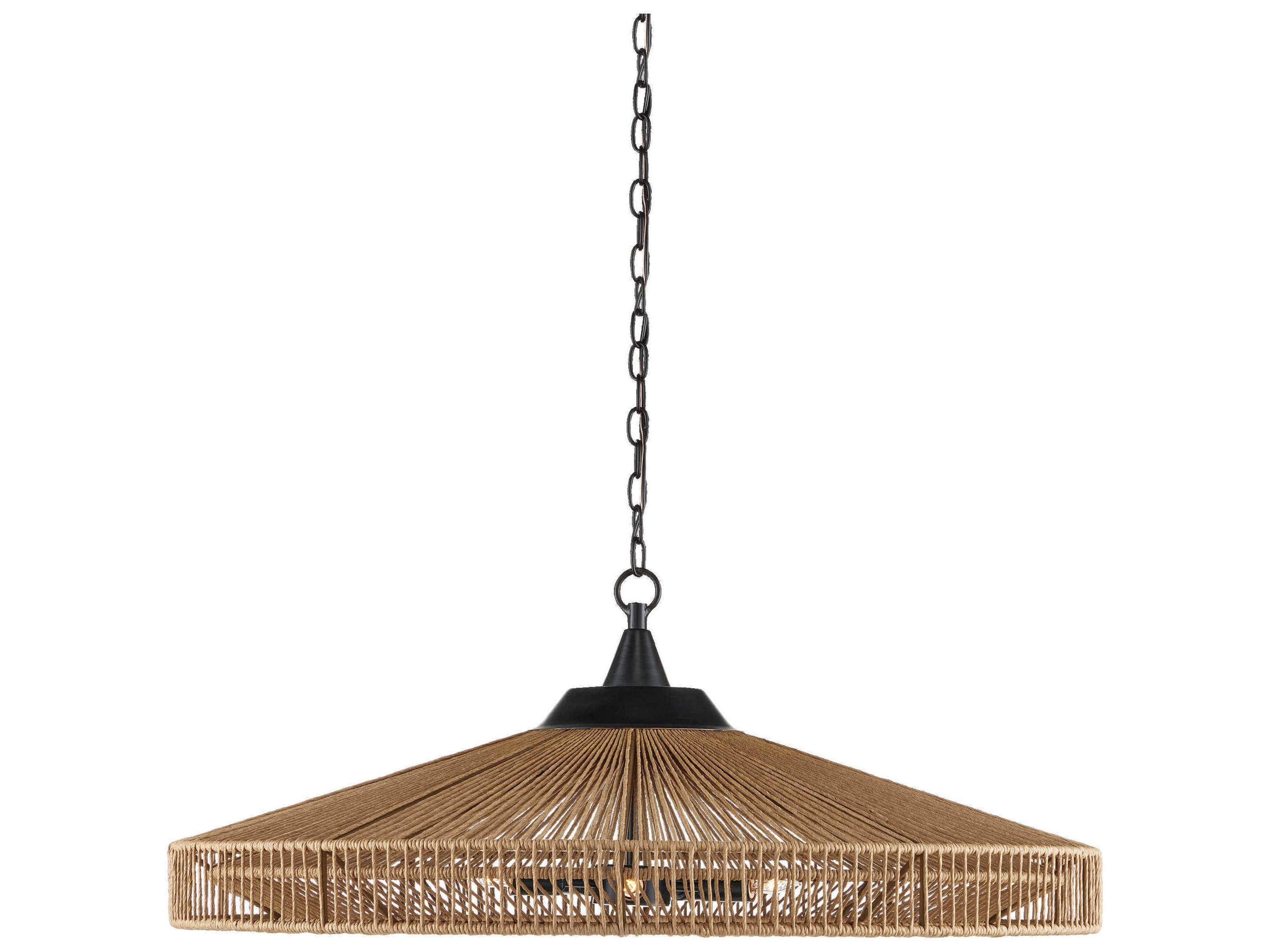 Currey & Company Maldives 5-Light Natural satin Black Brown Dome Pendant