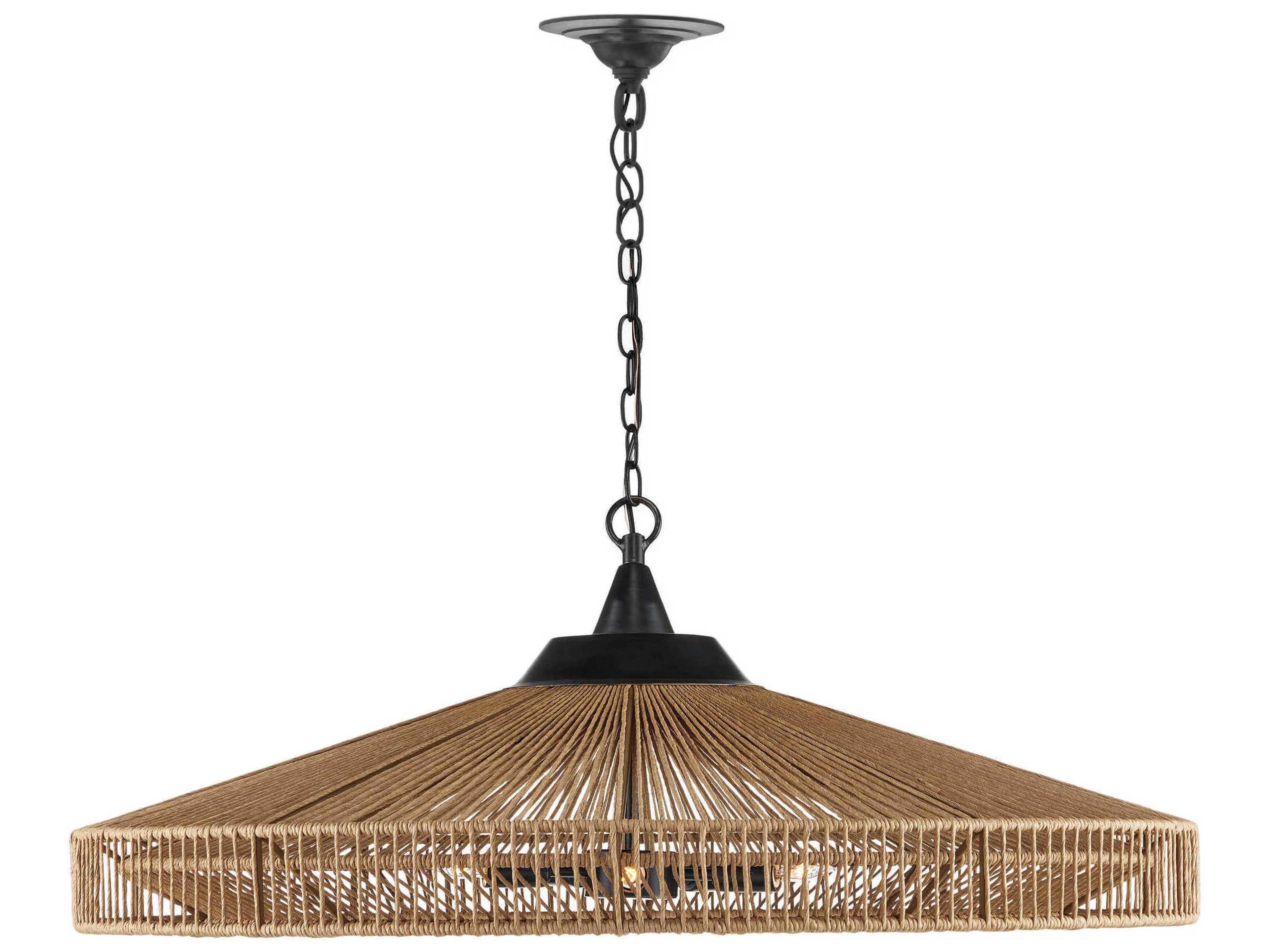 Currey & Company Maldives 5-Light Natural satin Black Brown Dome Pendant