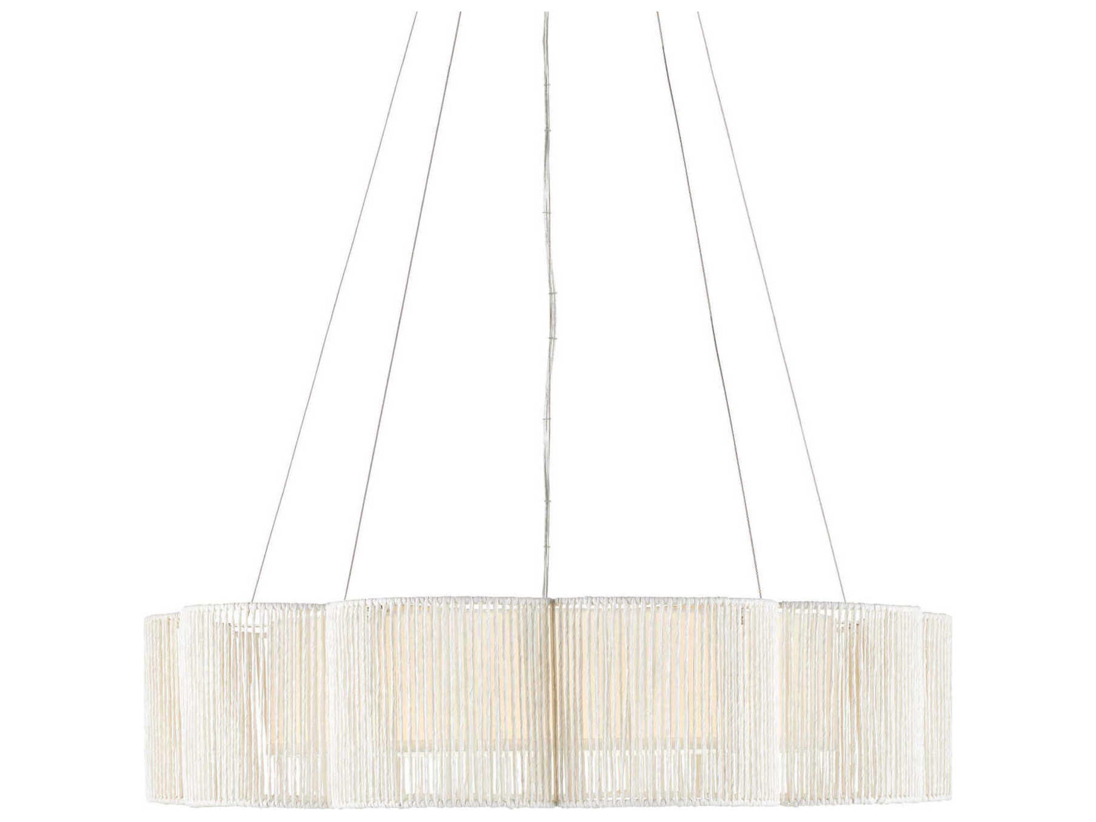 Currey & Company Ancroft 1-Light White Contemporary Silver Leaf LED Drum Linear Pendant