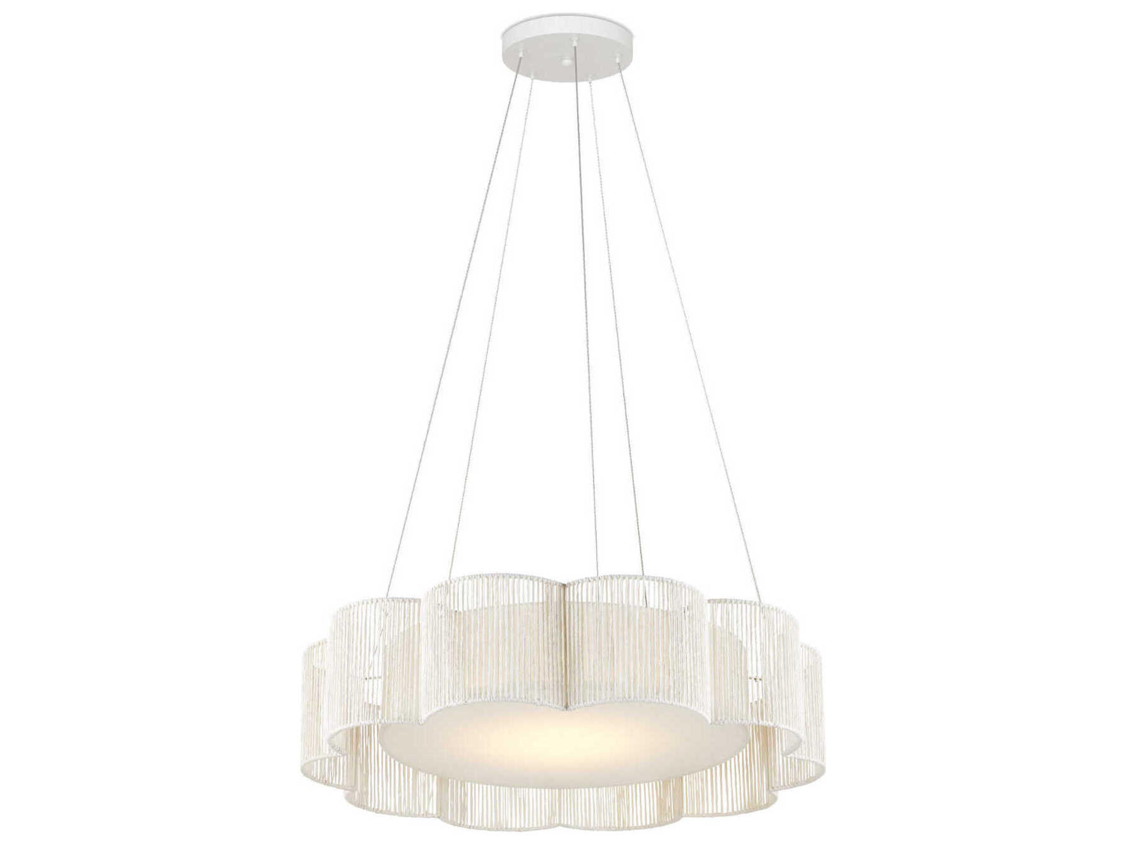 Currey & Company Ancroft 1-Light White Contemporary Silver Leaf LED Drum Linear Pendant