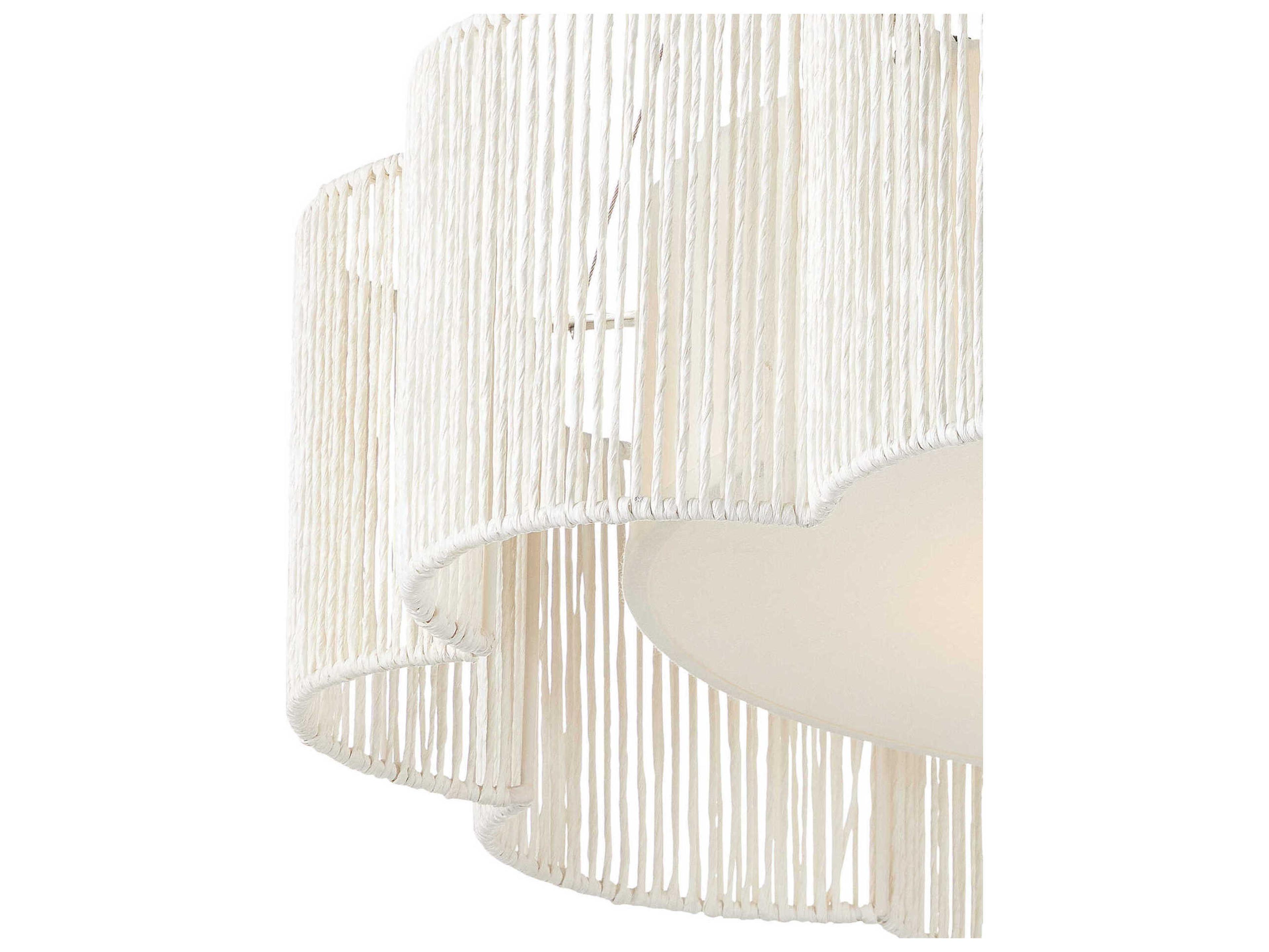 Currey & Company Ancroft 1-Light White Contemporary Silver Leaf LED Drum Linear Pendant