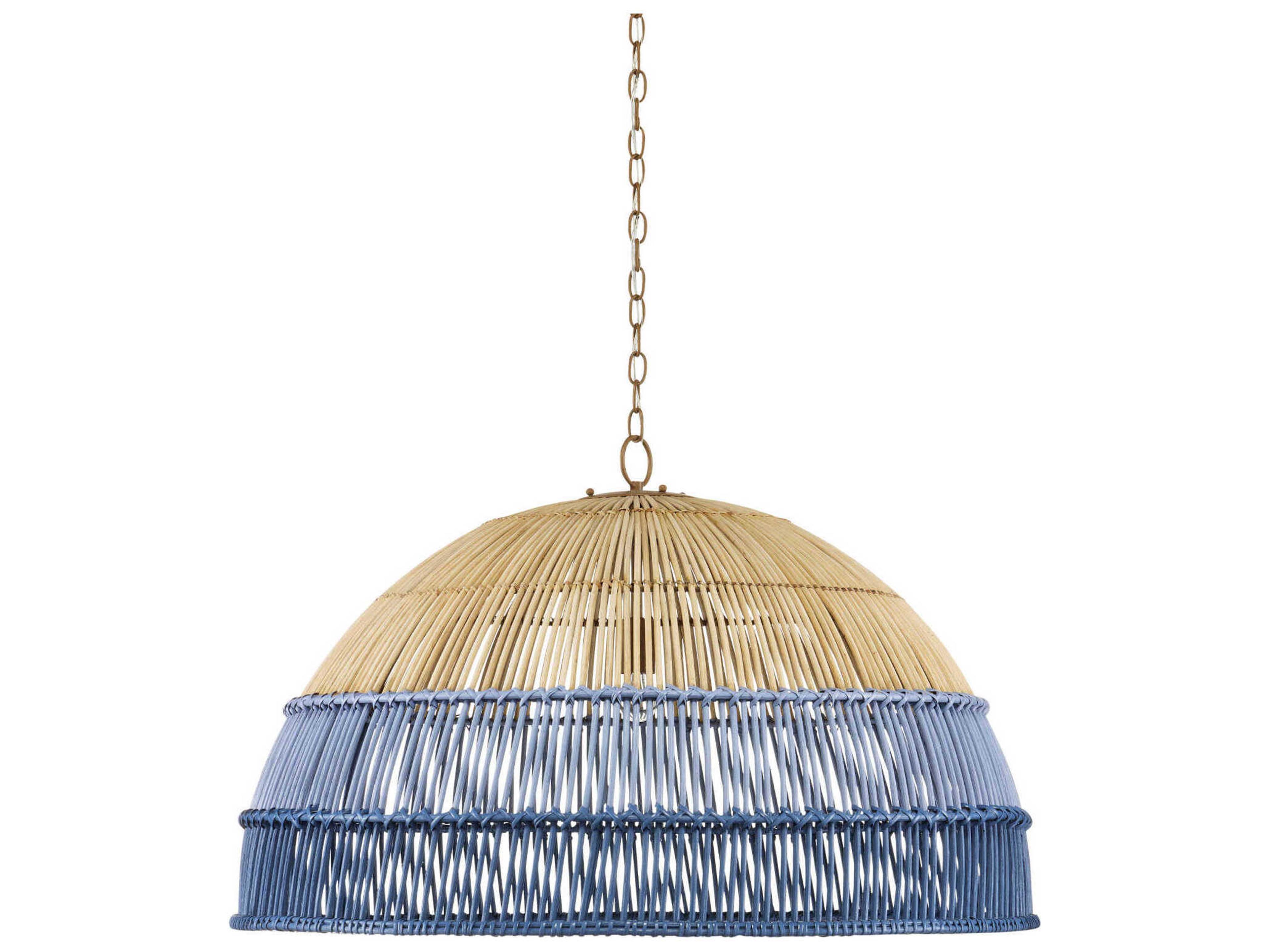 Currey & Company Senjyo 1-Light Khaki Cornflower Blue Bluebonnet Brown Dome Pendant