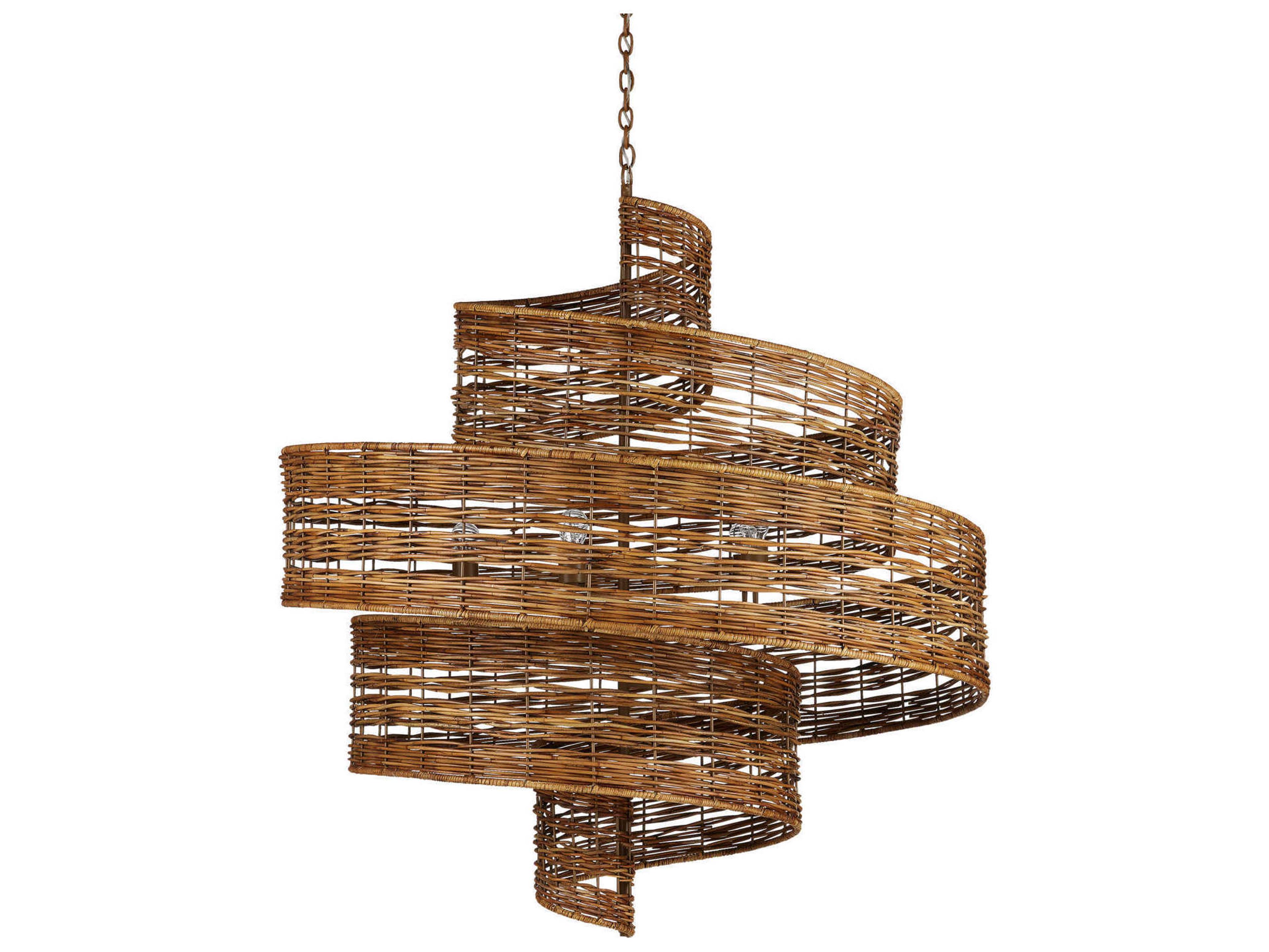 Currey & Company Saisei 5-Light Khaki Natural Rattan Brown Chandelier