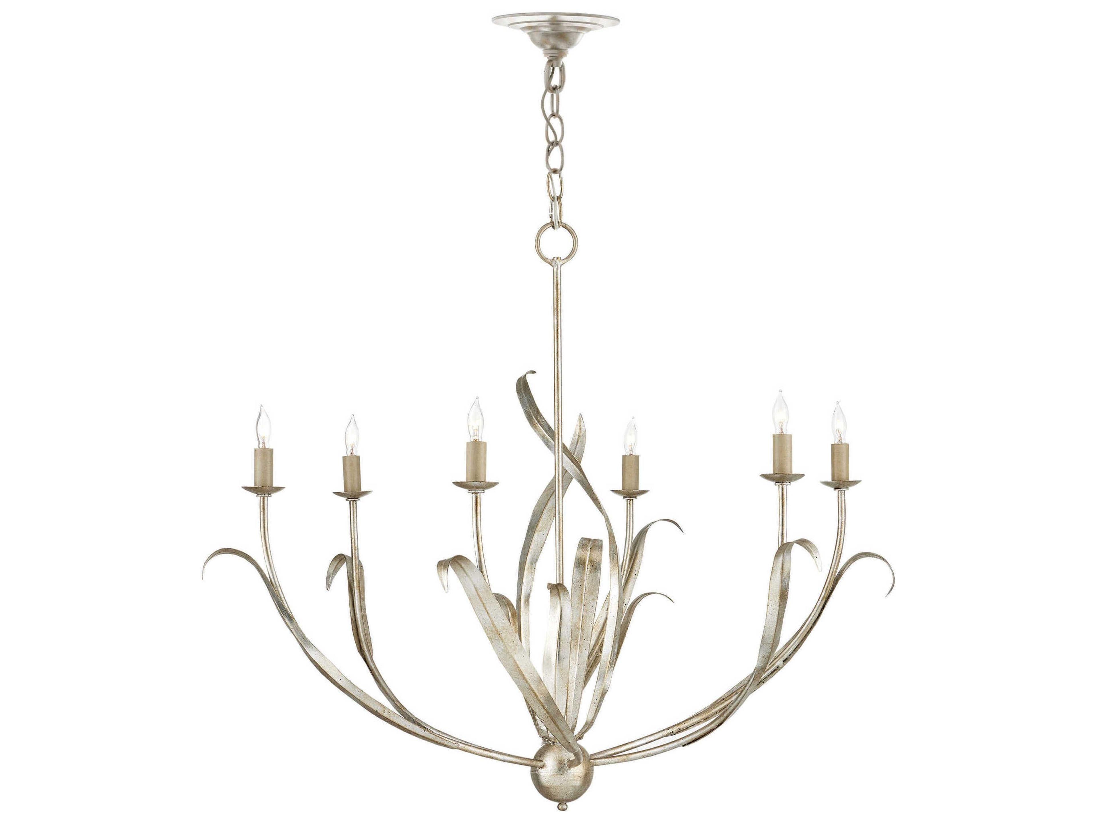 Currey & Company Menefee 6-Light Silver Granello Candelabra Chandelier