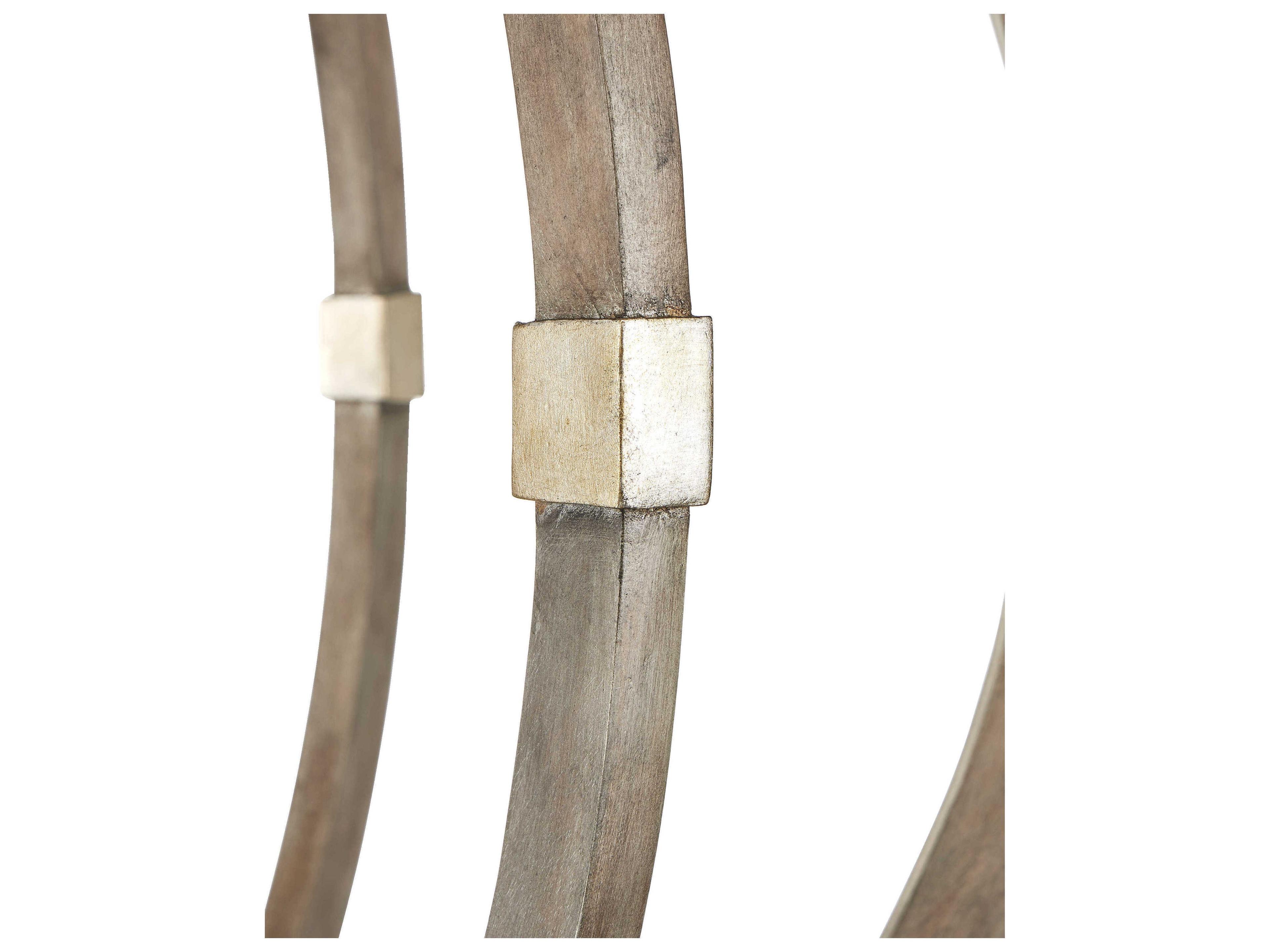 Currey & Company Bastian 6-Light Chateau Gray Contemporary Silver Leaf Candelabra Round Chandelier