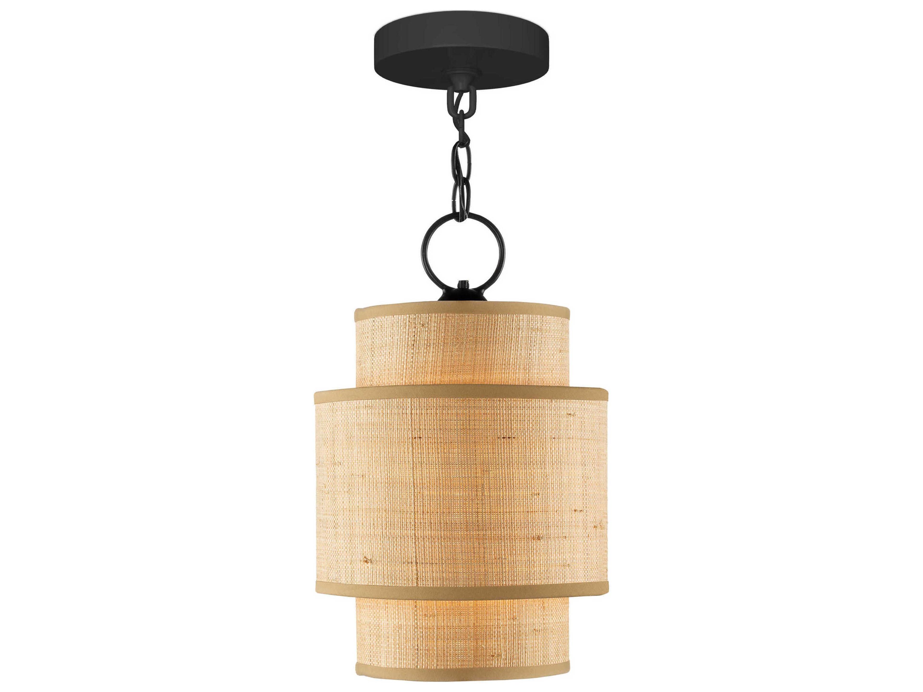 Currey & Company Mathias 1-Light Satin Black Natural Brown Round Mini Pendant