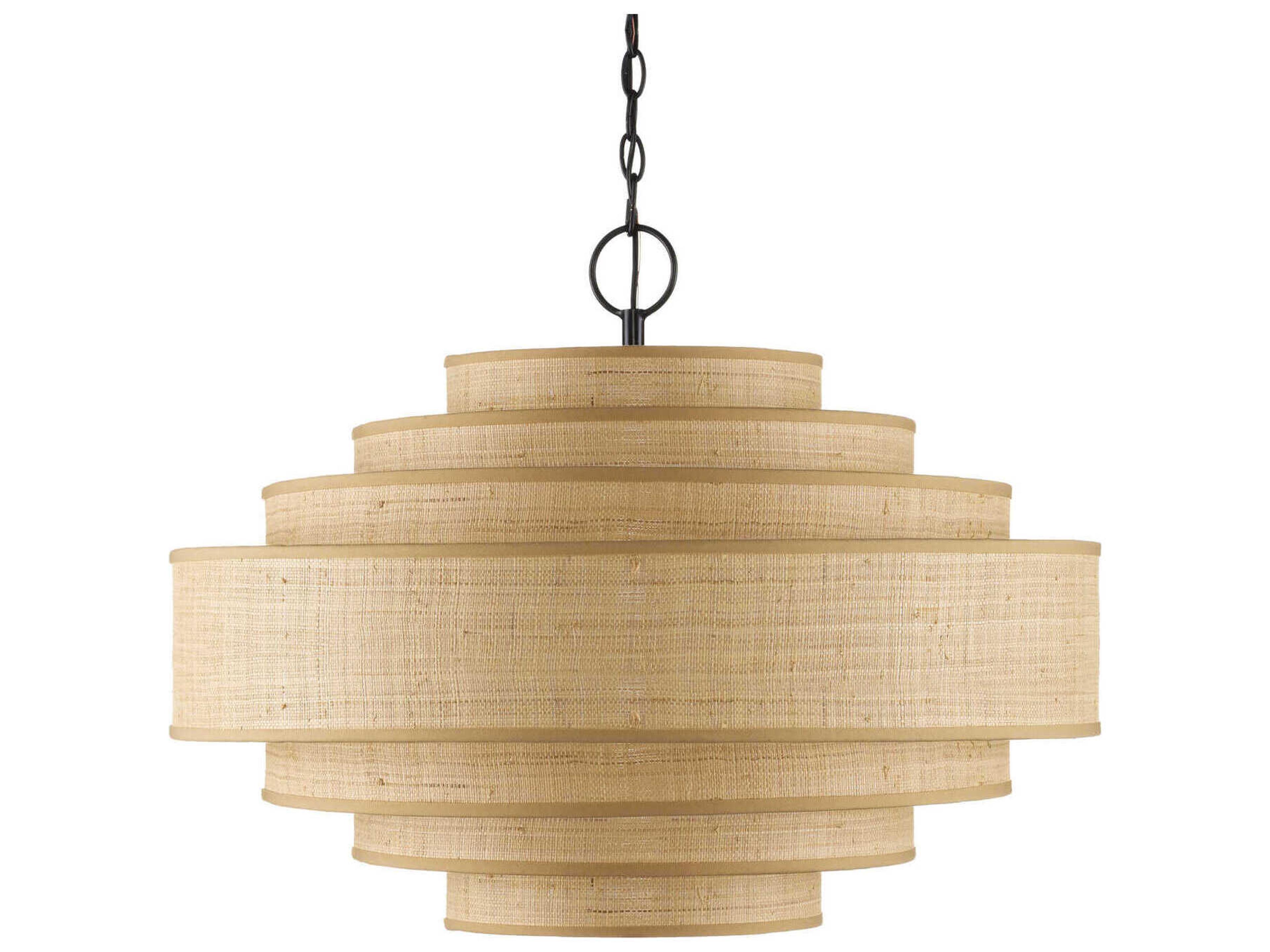 Currey & Company Maura 6-Light Satin Black Natural Brown Round Pendant